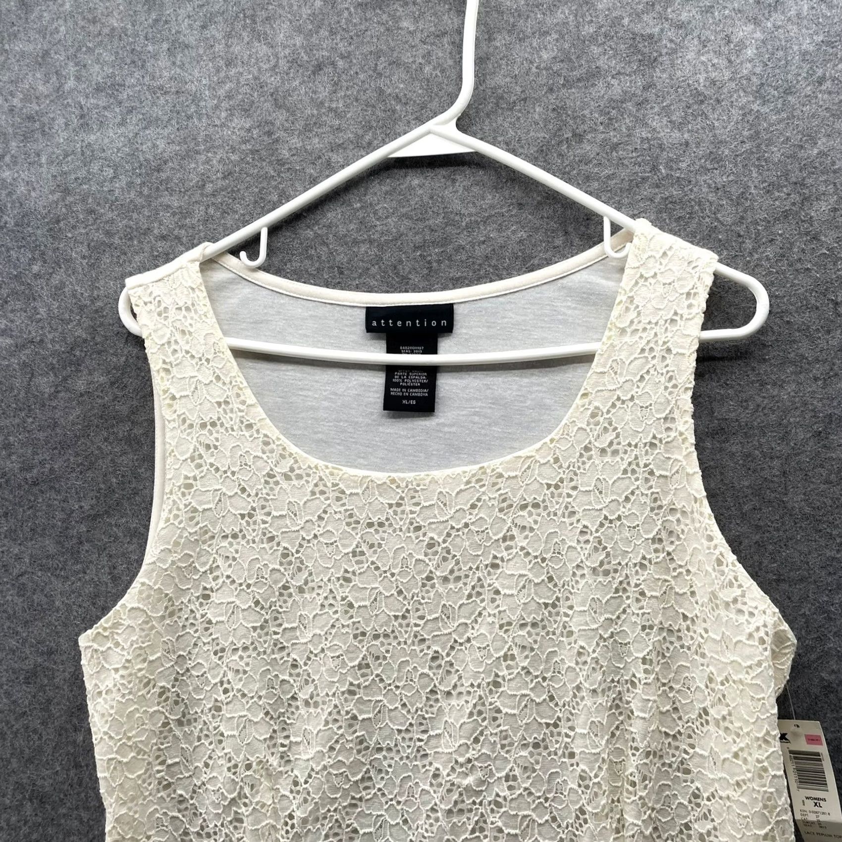 Vintage Attention Lace Peplum Top Womens XL Ivory Floral Sleeveless Tank Eyelet NWT Blouse Shirt Casual Workwear).__ Size XL / US 12-14 / IT 48-50 - 3 Thumbnail