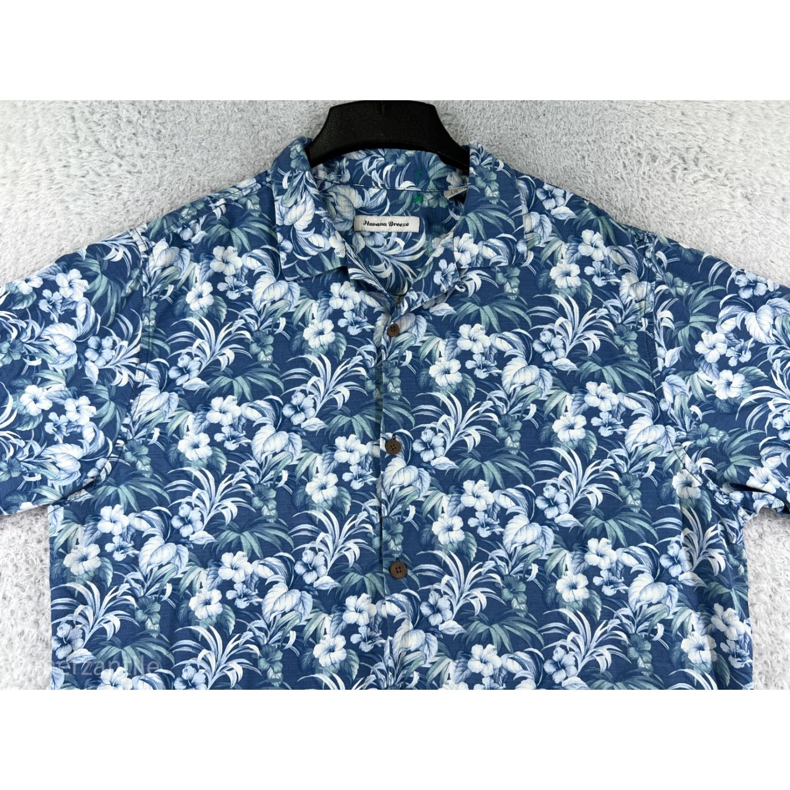 Vintage Havana Breeze Shirt Mens Large Blue Floral All Over Print AOP 100% Silk Hawaiian Size US L / EU 52-54 / 3 - 4 Thumbnail
