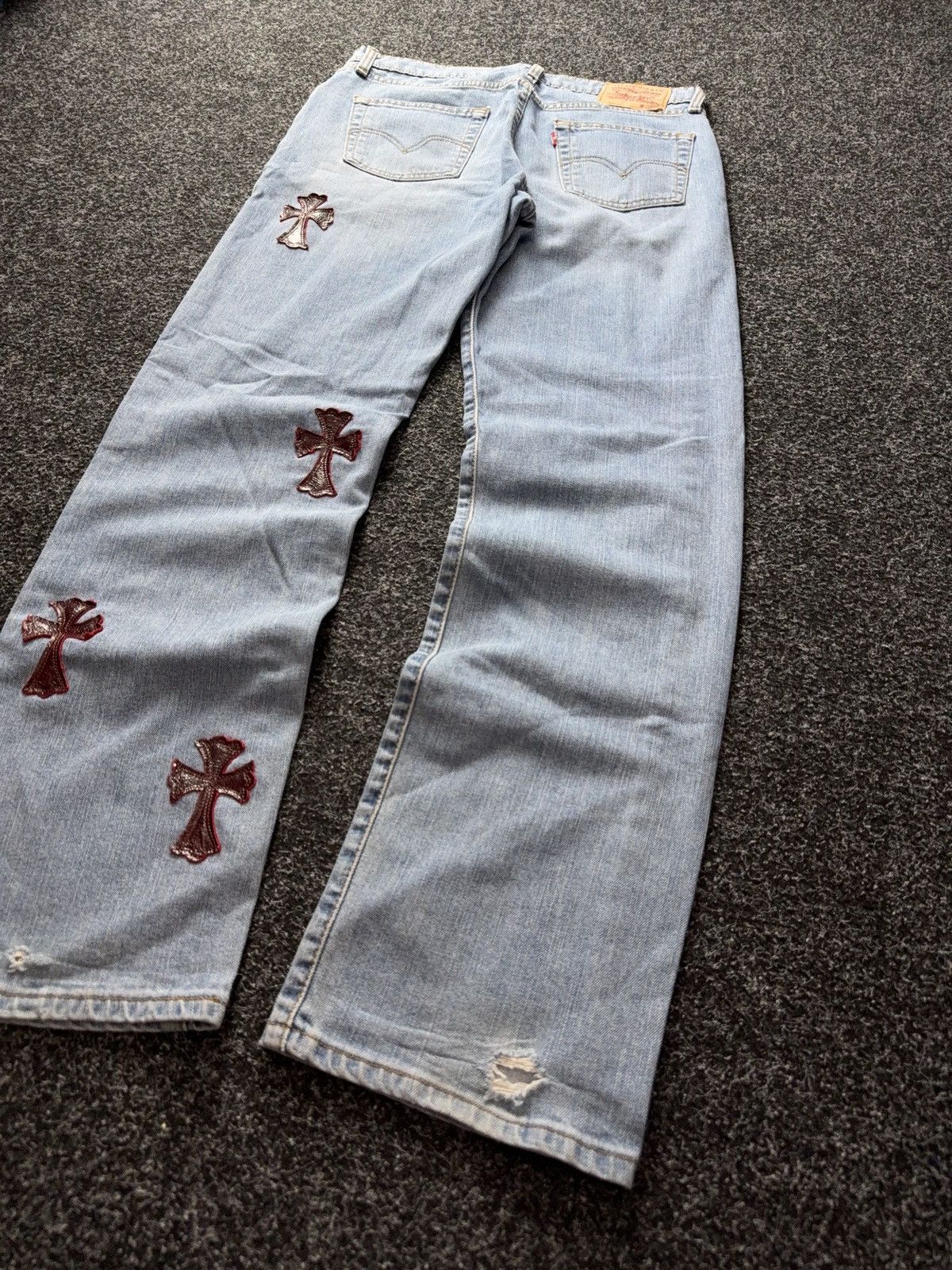 Levi's Vintage Clothing Vintage 90s Custom Chrome Hearts Style Cross Denim Jeans Size US 33 - 15 Thumbnail