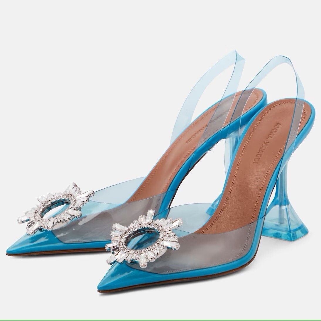 Amina Muaddi Begum Glass Pointed Toe Slingback Shoes US 10 / EU 40 $1220 Size US 10 / IT 40 - 5 Thumbnail