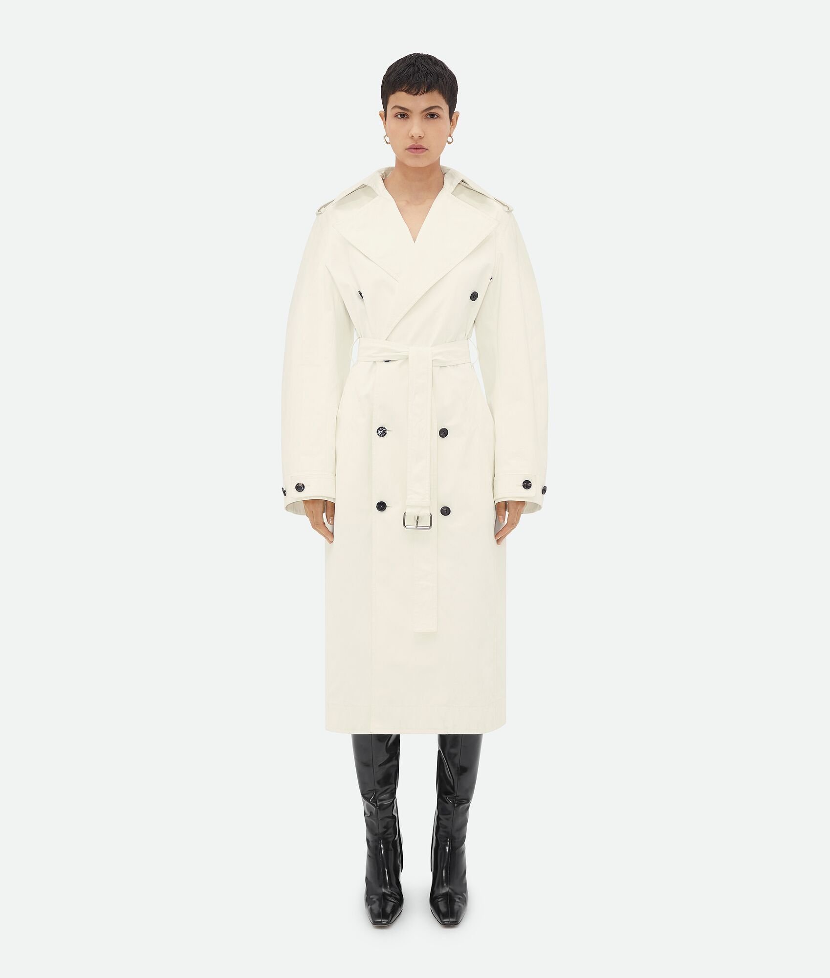 Bottega Veneta o1bcso1str0225 Coated Cotton Coat in Chalk Size M / US 6-8 / IT 42-44 - 1 Thumbnail