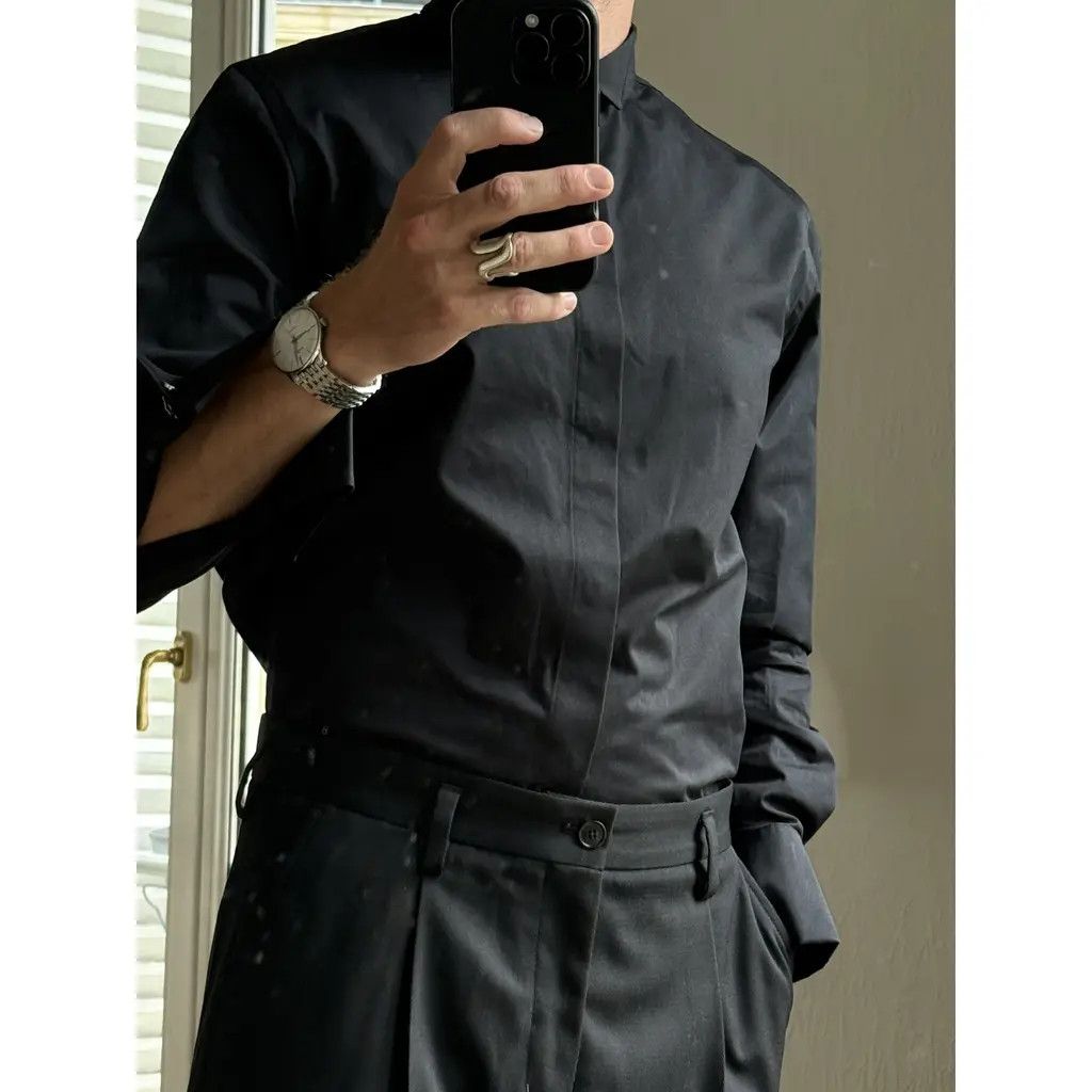 Balenciaga o1s1rm0825 Regular Tuxedo Shirt in Black Size US M / EU 48-50 / 2 - 6 Thumbnail