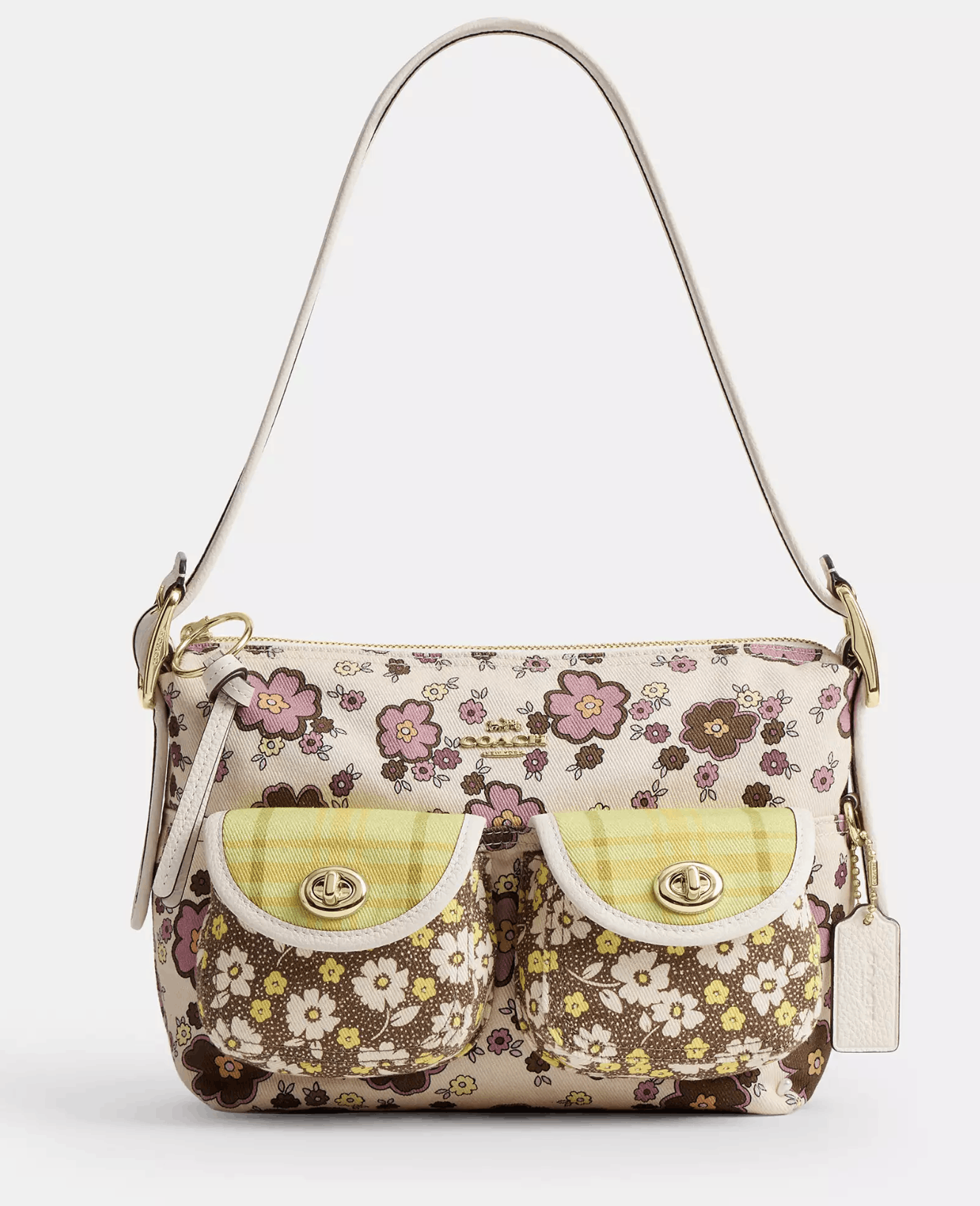 Coach Cargo Shoulder Bag With Floral Print CDW55 Chalk/Daisy Size ONE SIZE - 9 Thumbnail