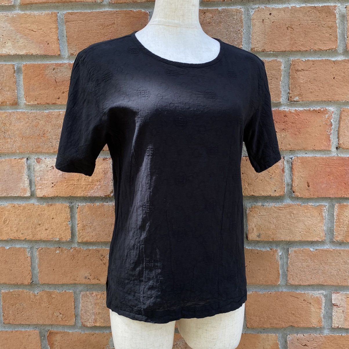 Issey Miyake Plantation Black Textured Short Sleeve Blouse Size S / US 4 / IT 40 - 15 Thumbnail