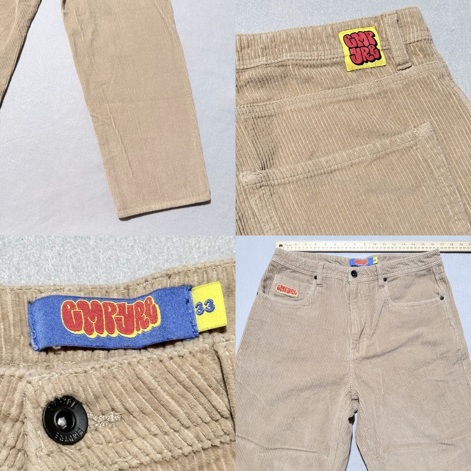 Empyre Empyre Tori Skate Pants Men Khaki Corduroy Mid Rise Relaxed Baggy 33x28 Size US 33 - 8 Thumbnail
