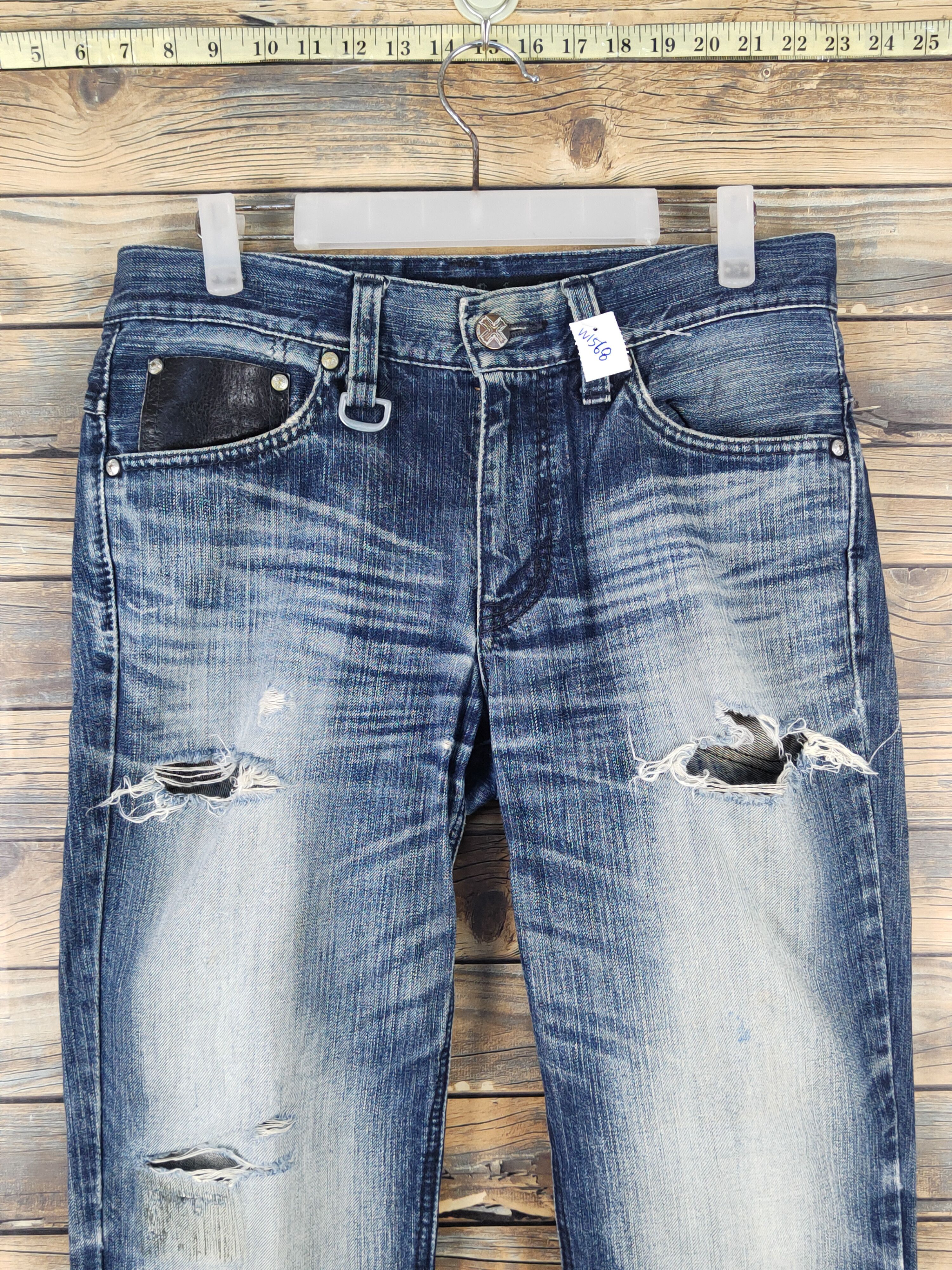 Edwin Edwin Dark Blue Distressed Ripped Jeans #W1568 Size US 30 / EU 46 - 2 Thumbnail