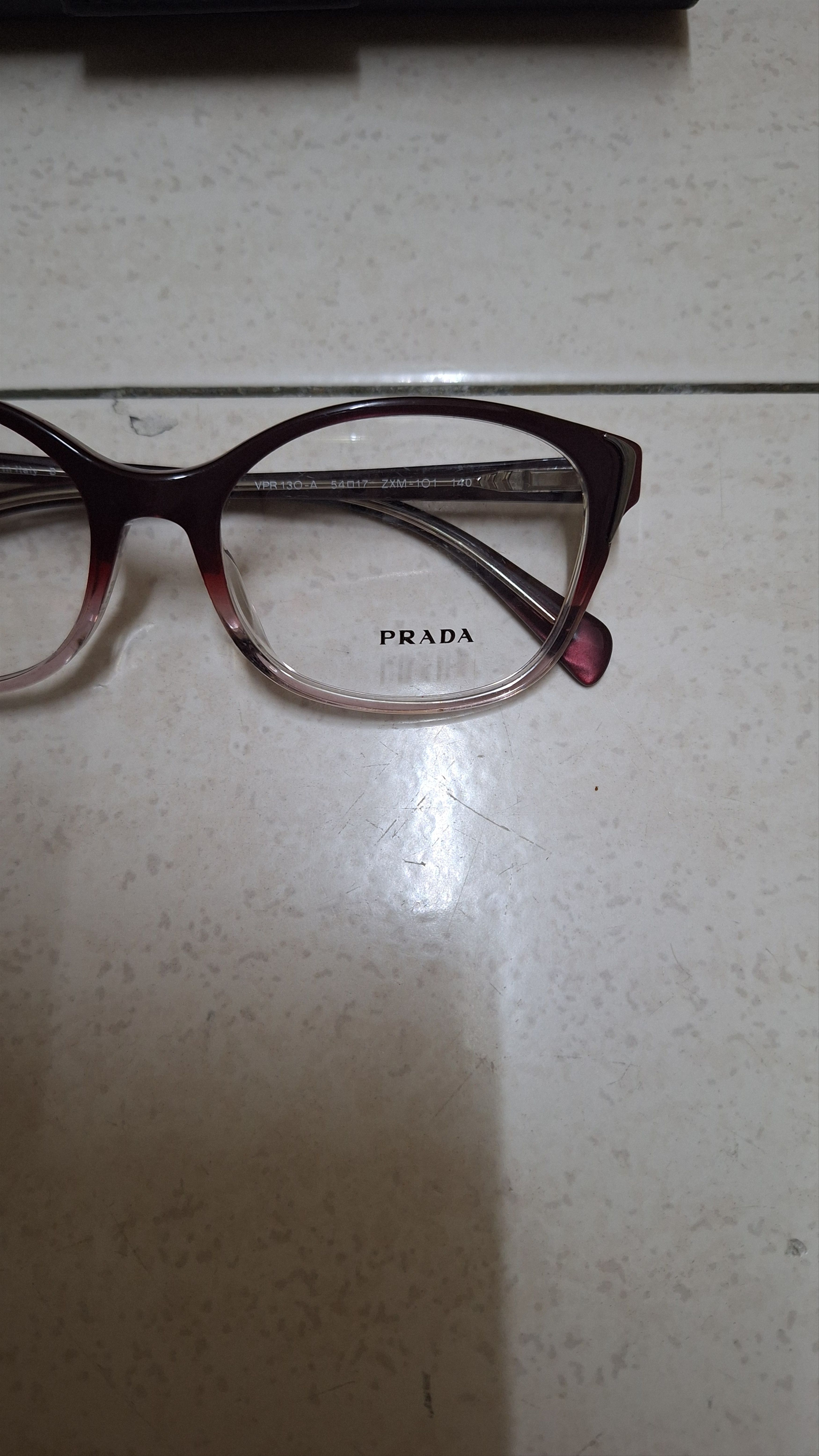 Prada Prada VPR13O ZXM-1O1 Female Cat Eye Glasses Frames Wine 52mm Size ONE SIZE - 7 Thumbnail