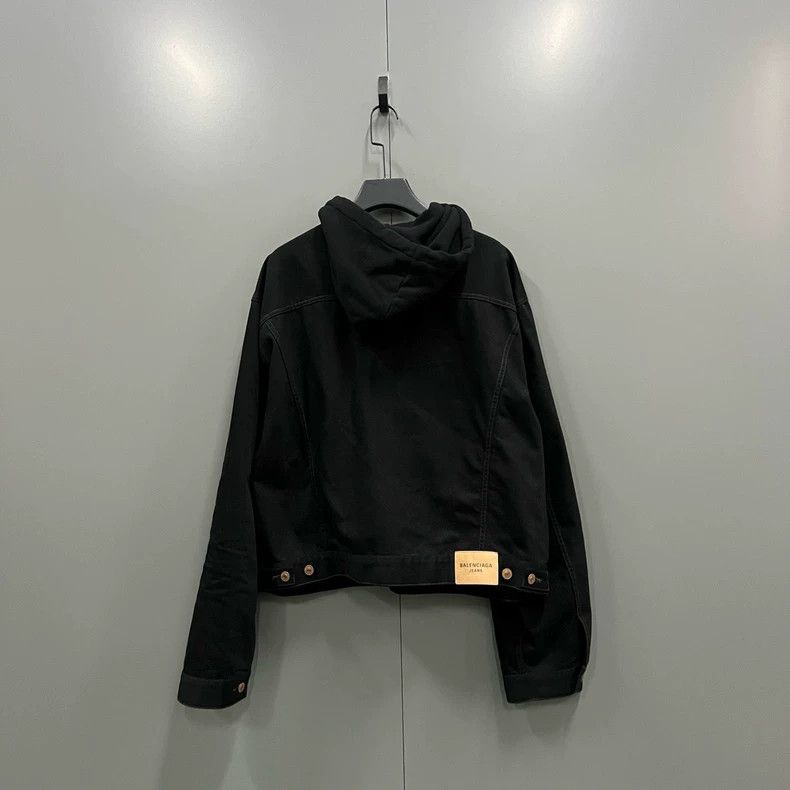 Balenciaga Balenciaga Black Denim Hooded Jacket Size US M / EU 48-50 / 2 - 2 Thumbnail