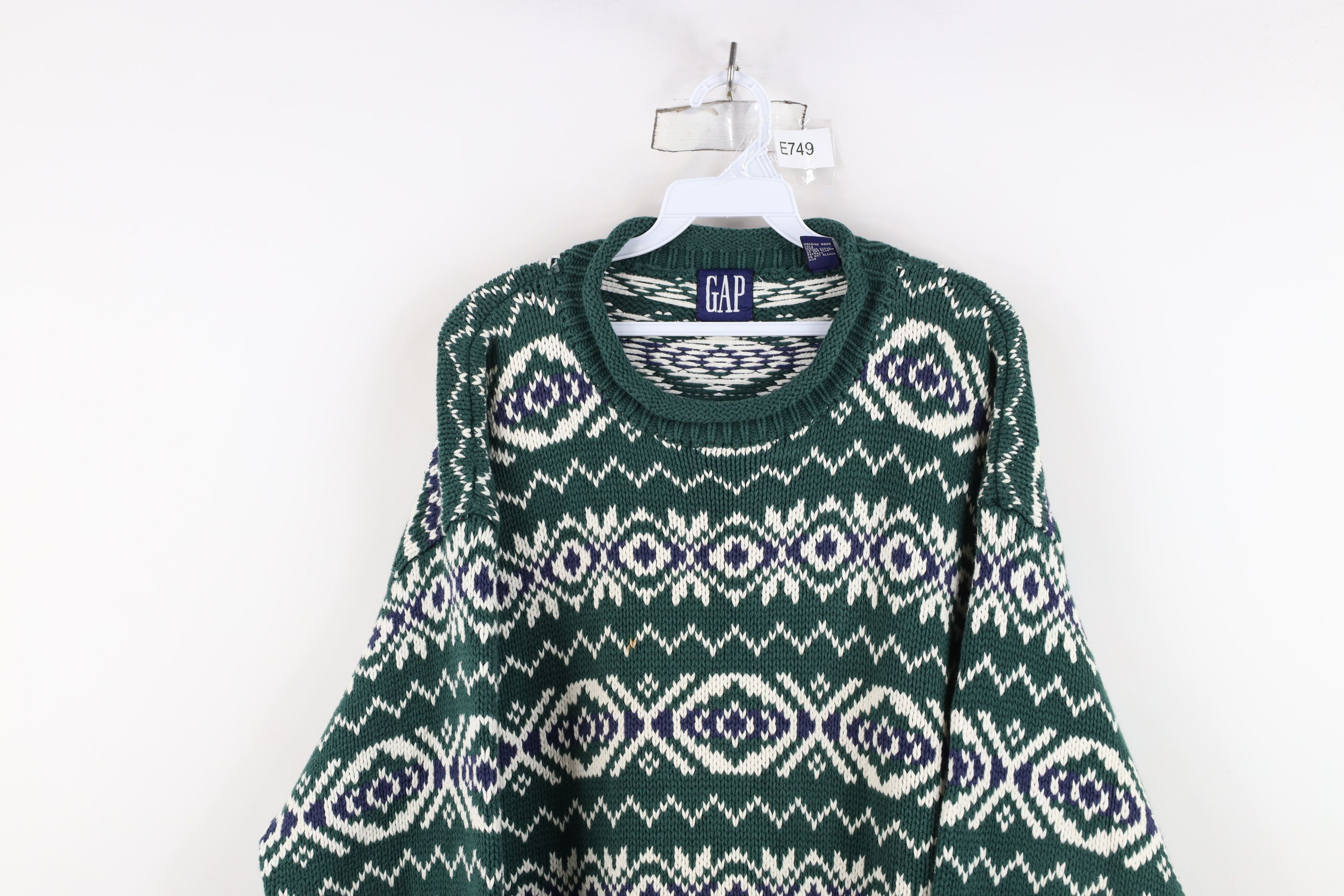Gap Vintage 90s Gap Heavyweight Fair Isle Cotton Marled Sweater Size US XL / EU 56 / 4 - 2 Thumbnail