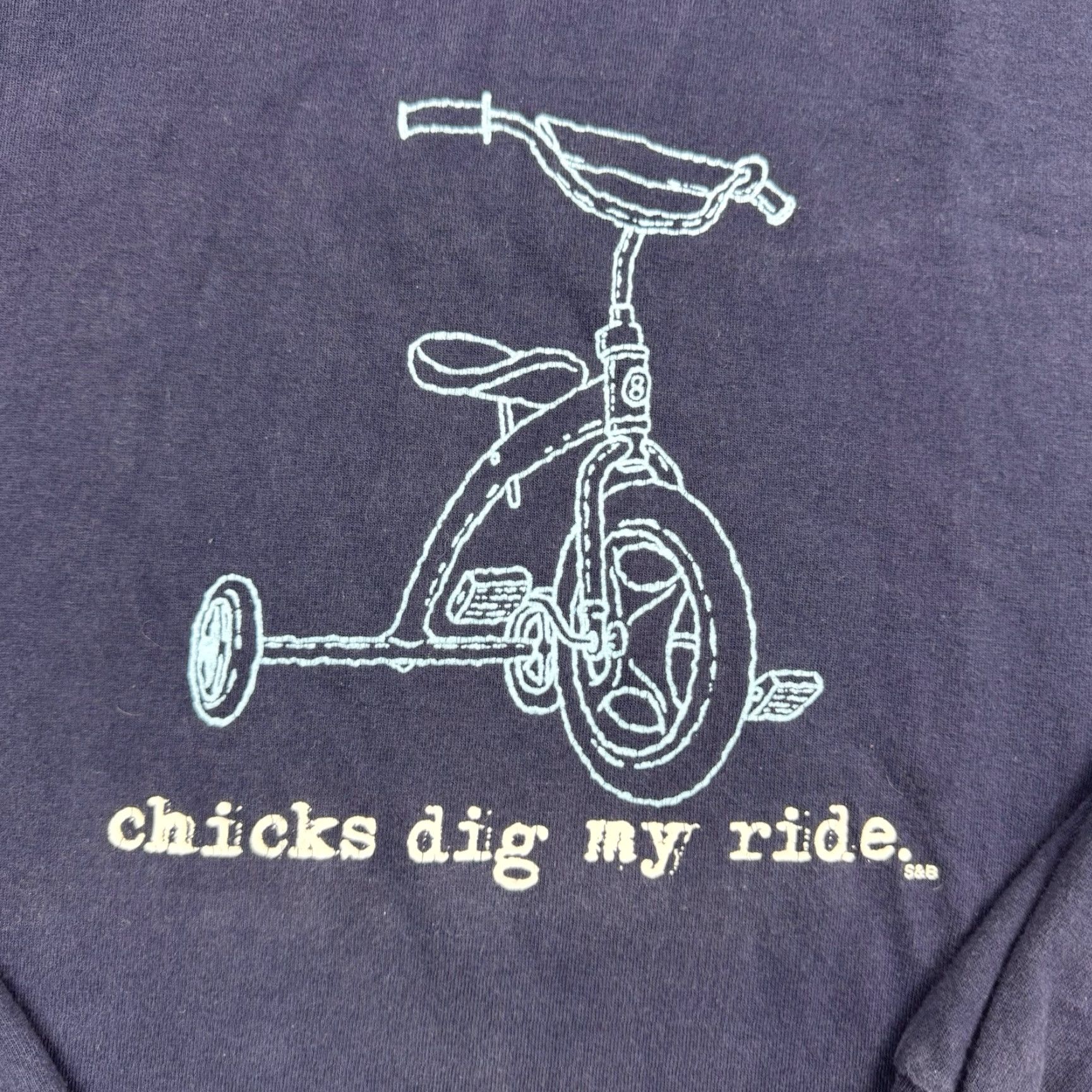 Jerzees VINTAGE Chicks Dig My Ride Long Sleeve T Shirt Mens Large Blue Funny Y2K Jerzees Crew Neck T-Shirt Adult Large Vintage Mens Funny Y2K Blue Long Sleeve Size US L / EU 52-54 / 3 - 3 Thumbnail