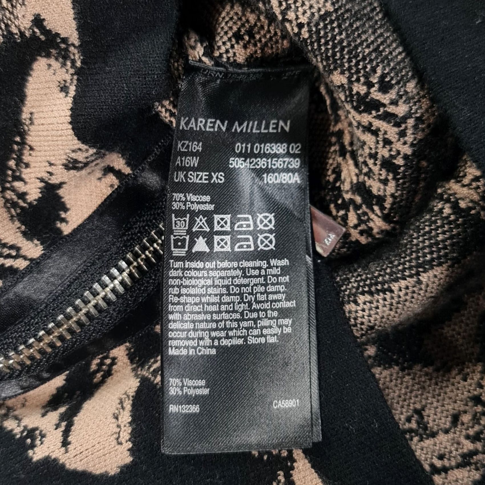 Karen Millen Karen Millen Dress Brown XS Floral Bodycon Knit Short Sleeve Long Sleeve Crew Neck Pullover Size 26" / US 2 / IT 38 - 8 Thumbnail