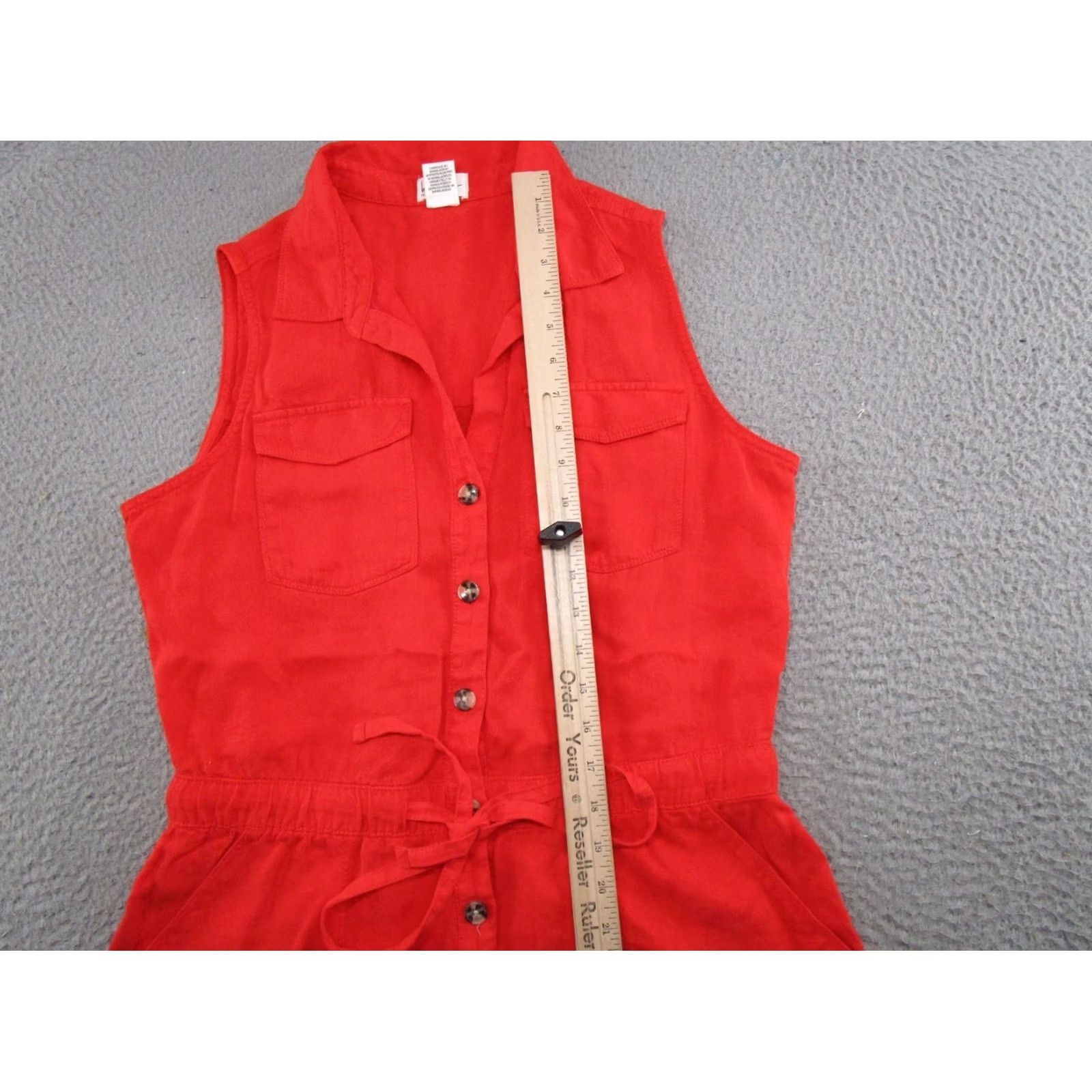 Nicole Miller Nicole Miller New York Romper Lyocell Linen Blend Red Sleeveless Button Up SZ 8 Size 30" / US 8 / IT 44 - 7 Thumbnail