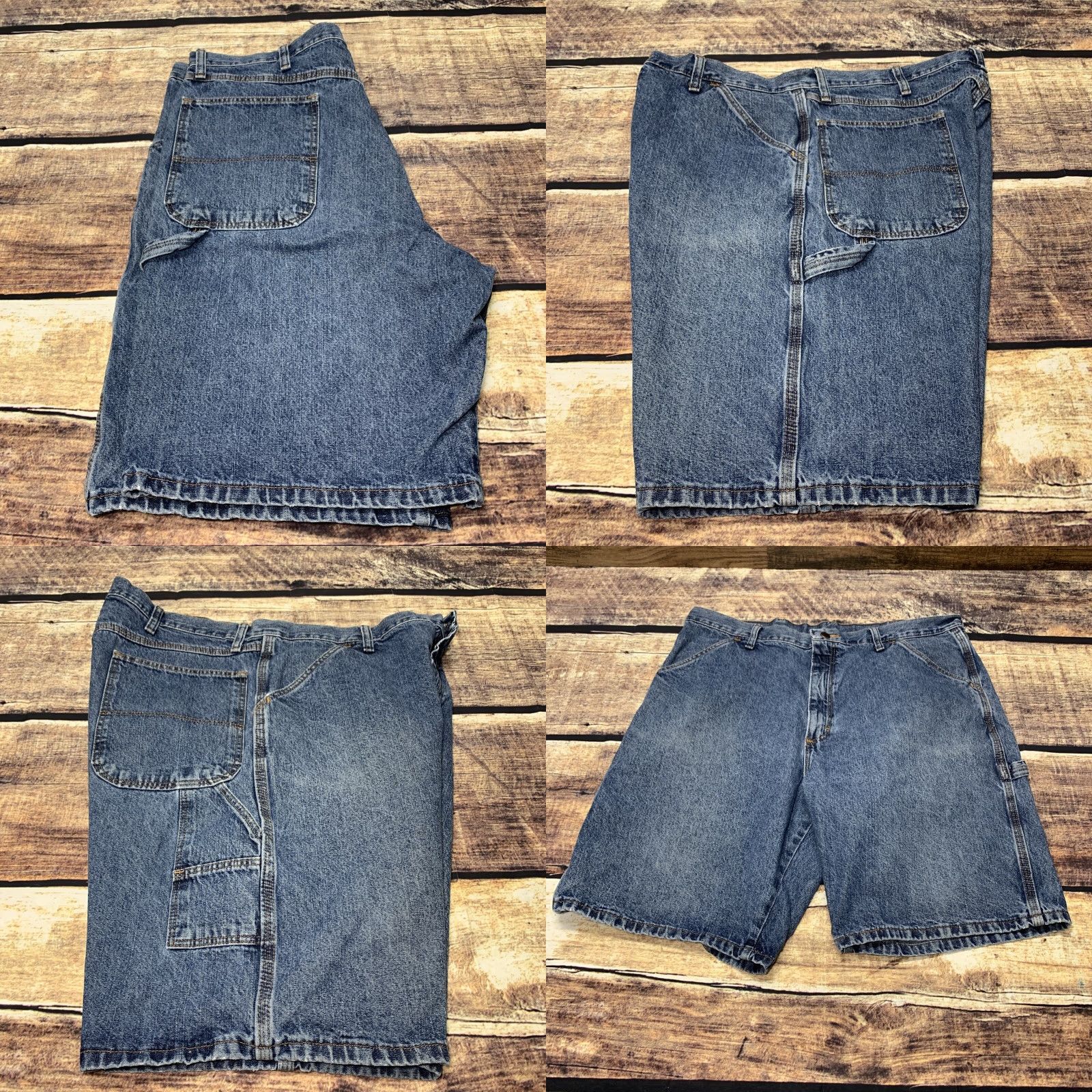 Denime Rustler Denim Jean Carpenter Shorts 100% Cotton Size 36 Work Cargo workwear Mens Shorts 80s 90s Blue Cotton Pockets Regular Inseam 10 Short Size US 44 / EU 60 - 8 Thumbnail