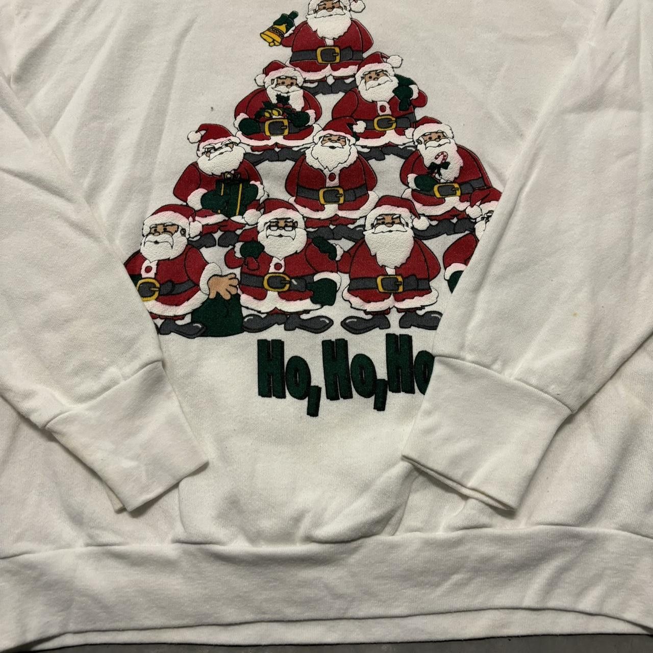 Japanese Brand × Vintage Crazy Vintage 90s White Christmas Santa Claus Holidays Crewenck! Size US L / EU 52-54 / 3 - 3 Thumbnail