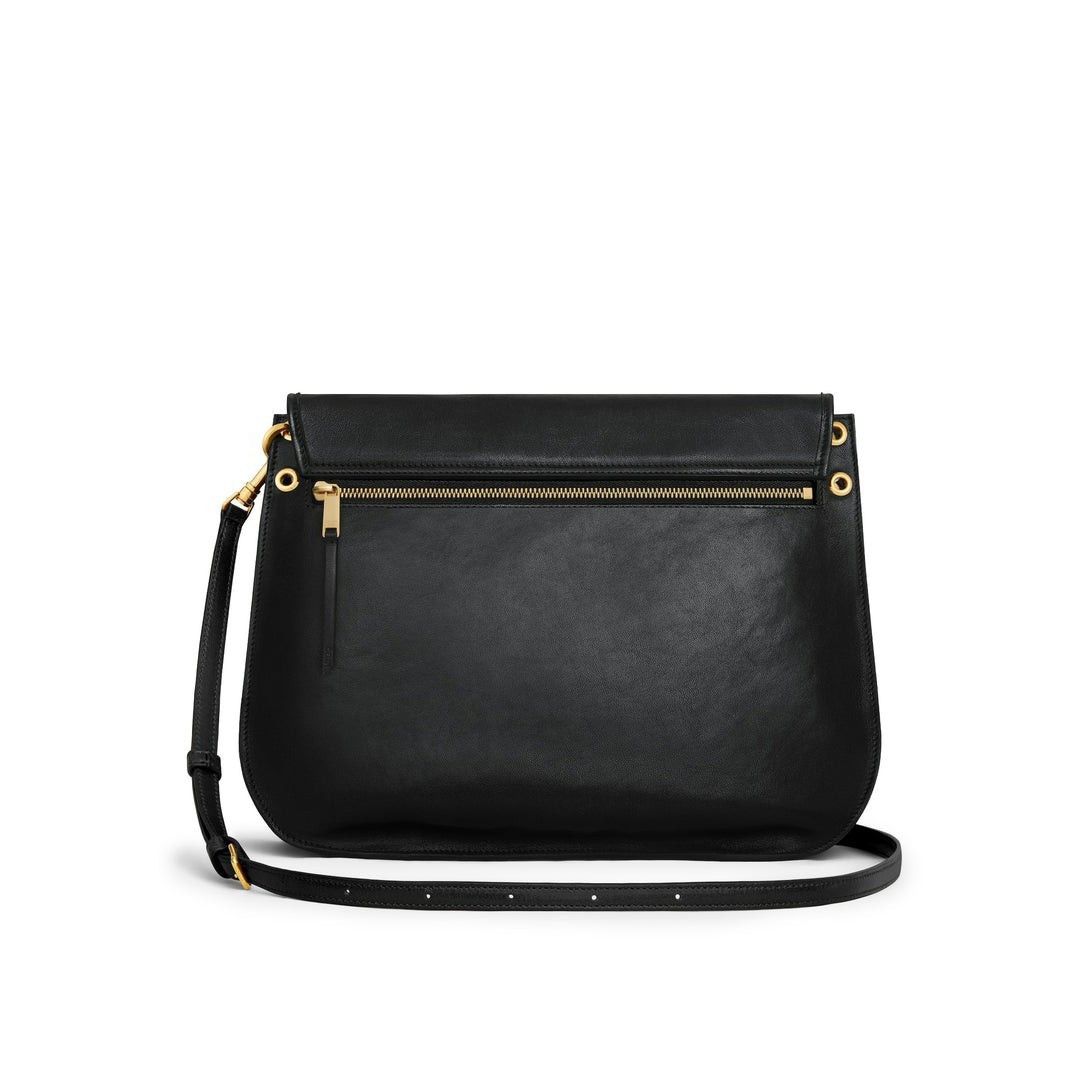 Celine CELINE Soft Triomphe Black Leather Shoulder Bag New Size ONE SIZE - 3 Thumbnail