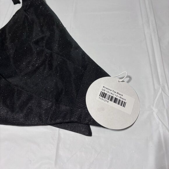 PRINCESS POLLY Princess Polly Black V-Neck Halter Sequin Crop size 10 Size M / US 6-8 / IT 42-44 - 2 Thumbnail