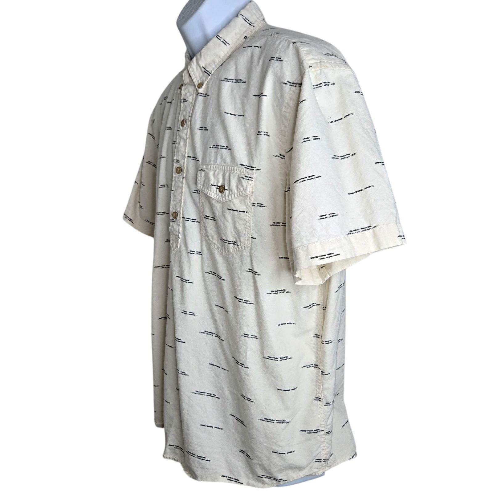 American Eagle Outfitters American Eagle Mens Geometric Print Shirt XL Cream Button Size US XL / EU 56 / 4 - 5 Thumbnail
