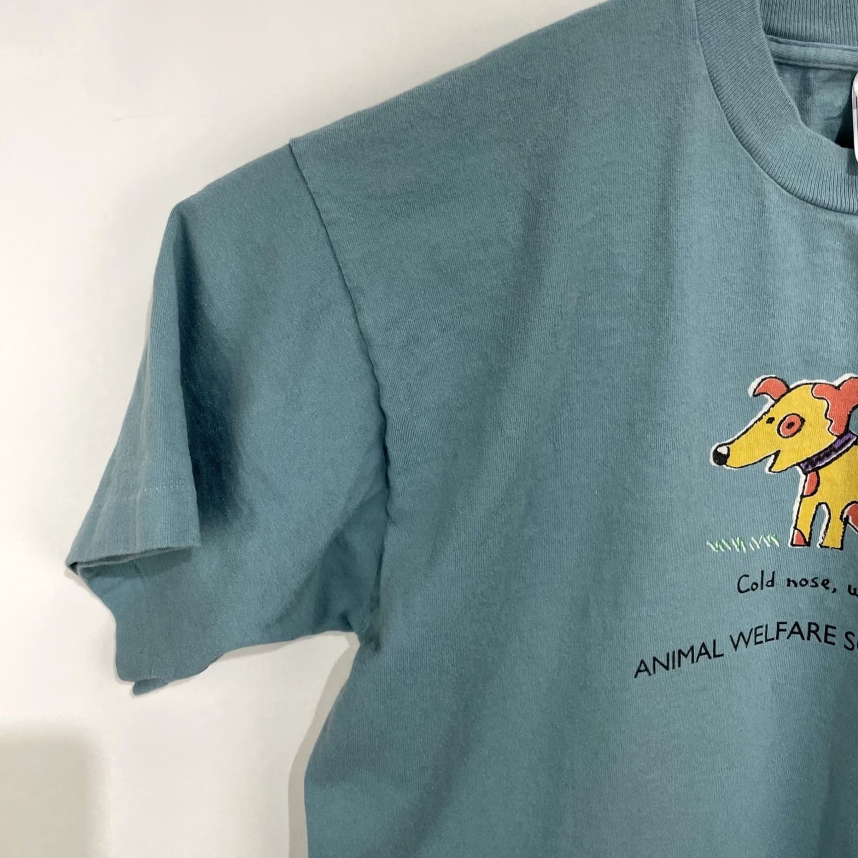 Fruit Of The Loom VINTAGE Fruit of the Loom T-Shirt Dog 90s Teal Blue XL Crew Neck Graphic Tee Mens Size US XL / EU 56 / 4 - 5 Thumbnail