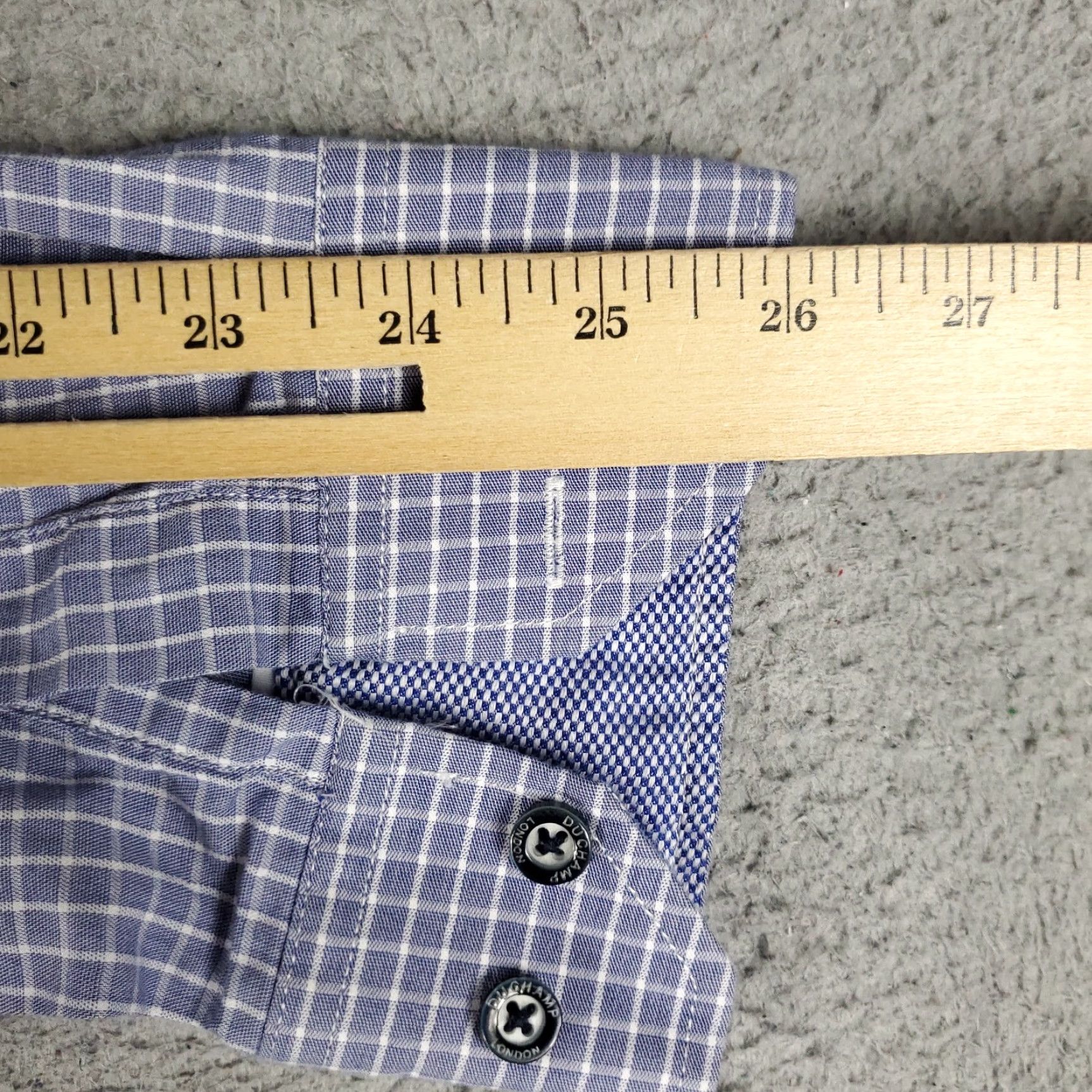 Vintage VINTAGE Duchamp Shirt Mens Size 16.5 Blue Check Dress Button Up Long Sleeve Size 42R - 6 Thumbnail