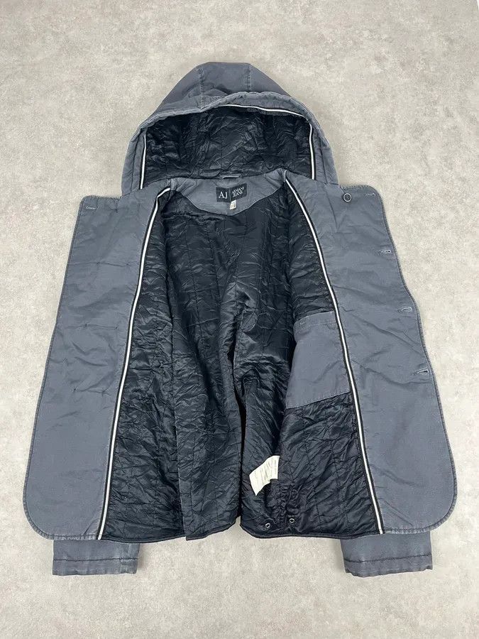 Armani 2000s Armani Blue Faded Buttoned Hooded Coat Size US L / EU 52-54 / 3 - 8 Thumbnail