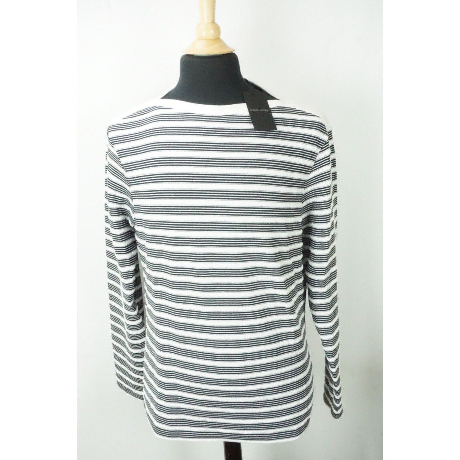 Giorgio Armani Giorgio Armani Black Label White Blue Stripe Cotton Blend Sw Size US M / EU 48-50 / 2 - 1 Thumbnail