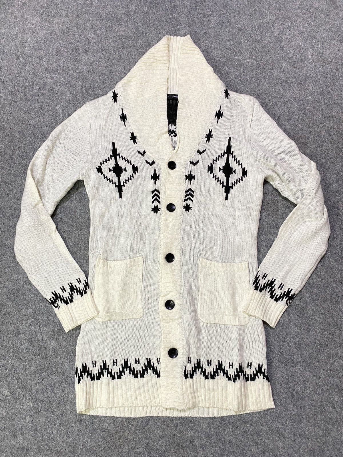 Designer × Issey Miyake × Japanese Brand Rare Tete Homme Issey Miyake Wool Navajo Cardigan Size US M / EU 48-50 / 2 - 2 Thumbnail