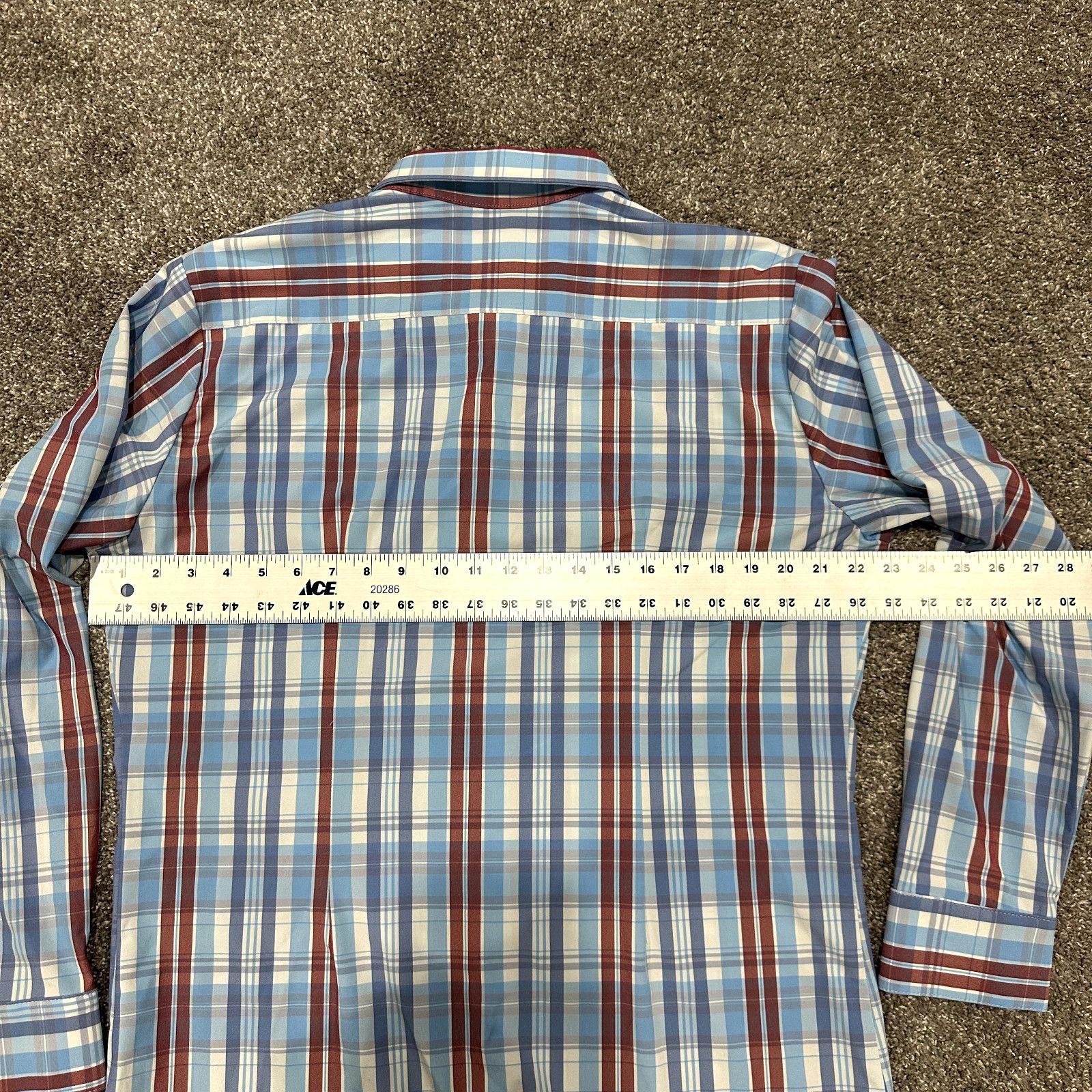 Mizzen+Main Mizzen+Main Shirt Mens Large Trim Fit Performance Blue Plaid Size US L / EU 52-54 / 3 - 8 Thumbnail