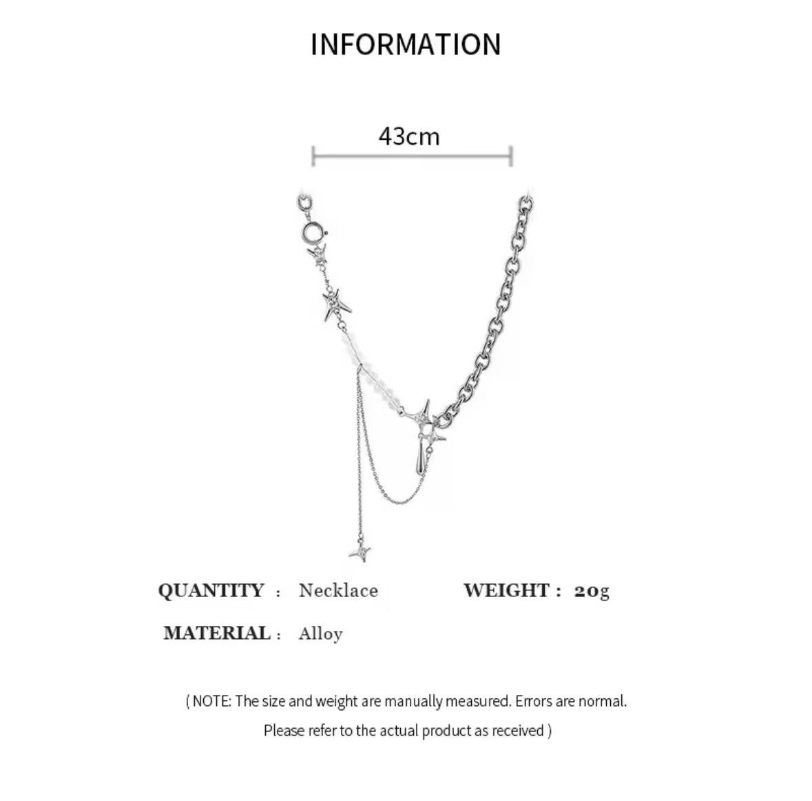 Other Silver Color Stars Water Drop Chains Transparent Beaded Size ONE SIZE - 6 Thumbnail