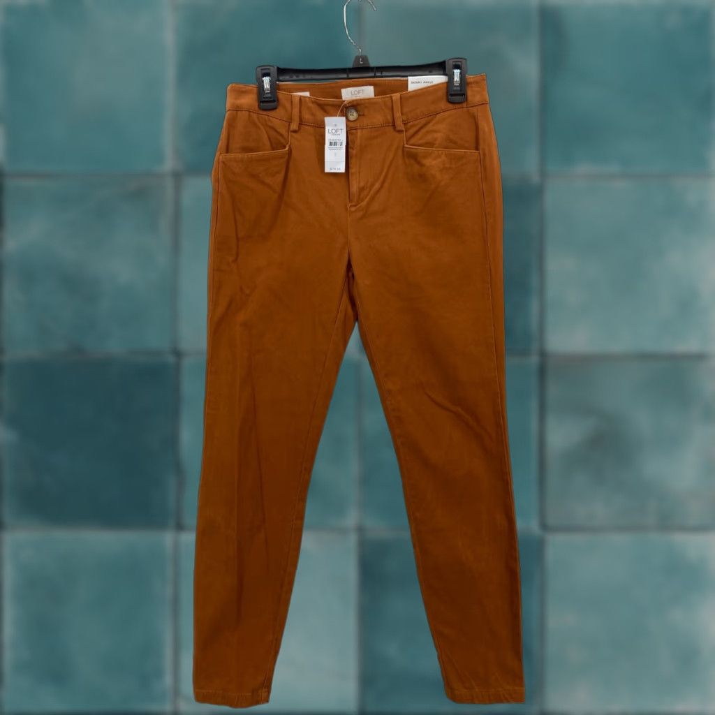 Ann Taylor LOFT Outlet Skinny Ankle Pants Women's 2 Brown Stretch Fabric Slim Leg Mid Rise Ann Taylor Pants Womens Brown Slim Ankle Length Capable 2 Size 30" / US 8 / IT 44 - 1 Thumbnail
