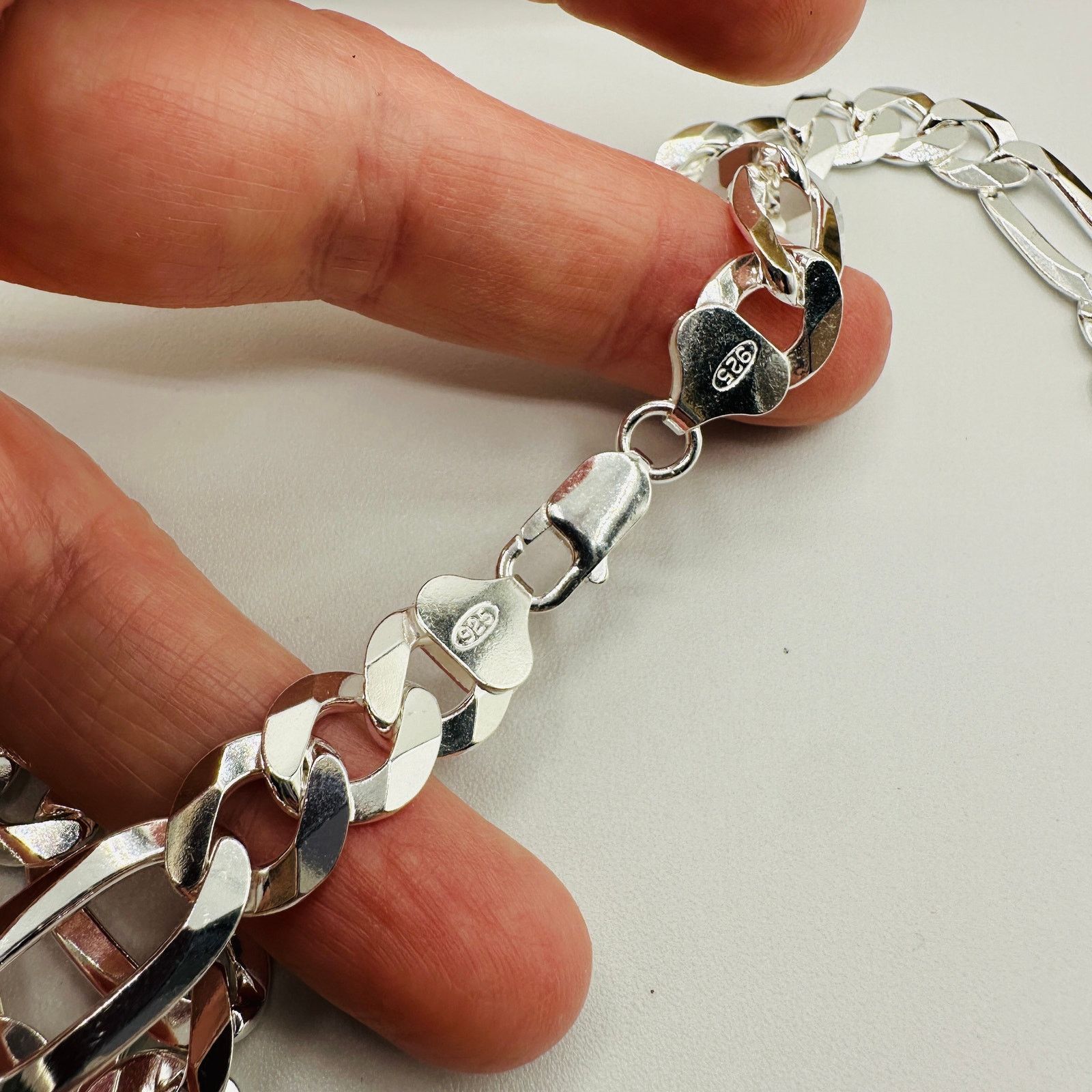 The Unbranded Brand Flat Figaro Sterling Silver Chain Size 28 - 3 Thumbnail