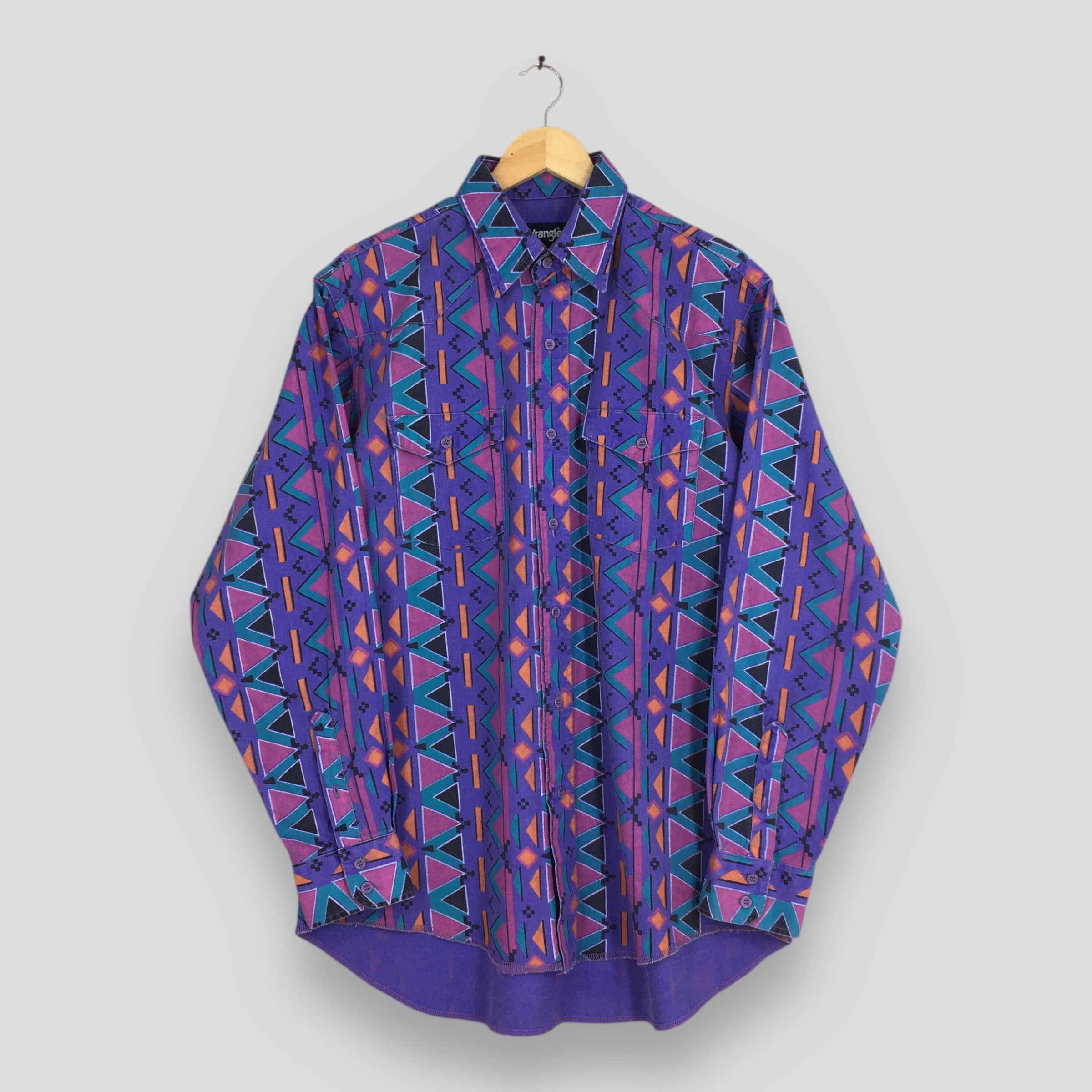 Vintage 80s Wrangler Navajo Geometrical Pattern Shirt XLarge