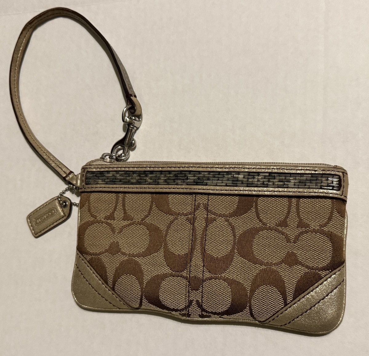 Coach Coach 03292 Brown Jacquard Signature Vintage Zip Wristlet Size ONE SIZE - 1 Thumbnail