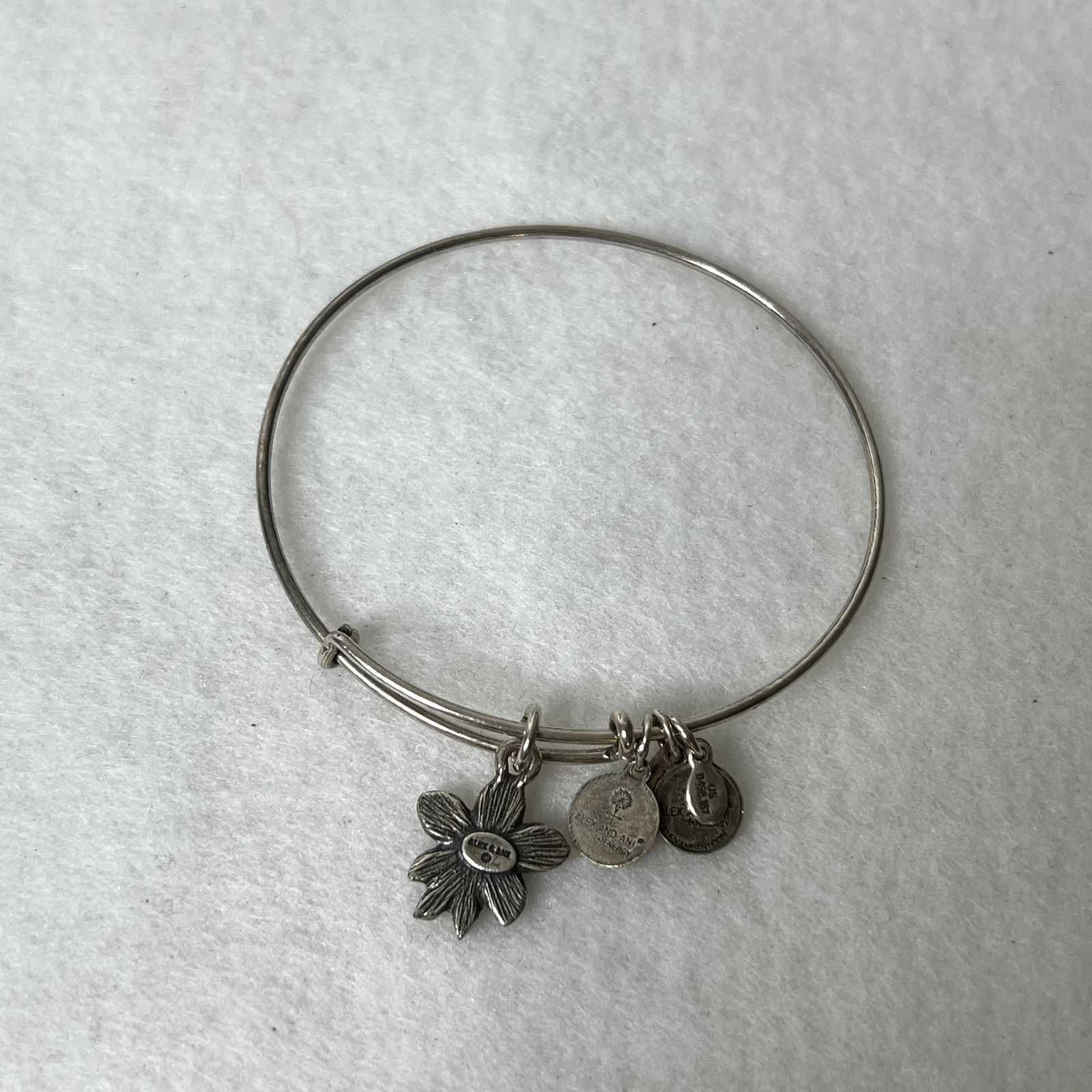 Other Alex and Ani Silver Apple Blossom Charm Bangle Bracelet Size ONE SIZE - 3 Thumbnail