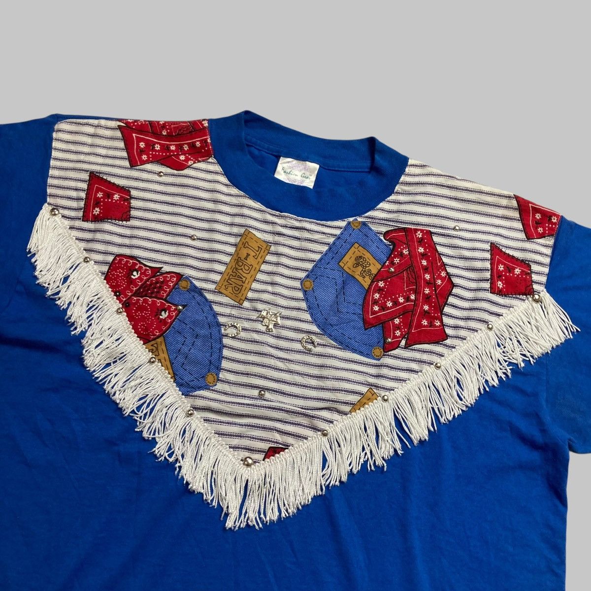 Vintage Vtg 80s Hazelwoods Crew Fringe Southwestern Aztec USA Tshirt Size US L / EU 52-54 / 3 - 2 Thumbnail