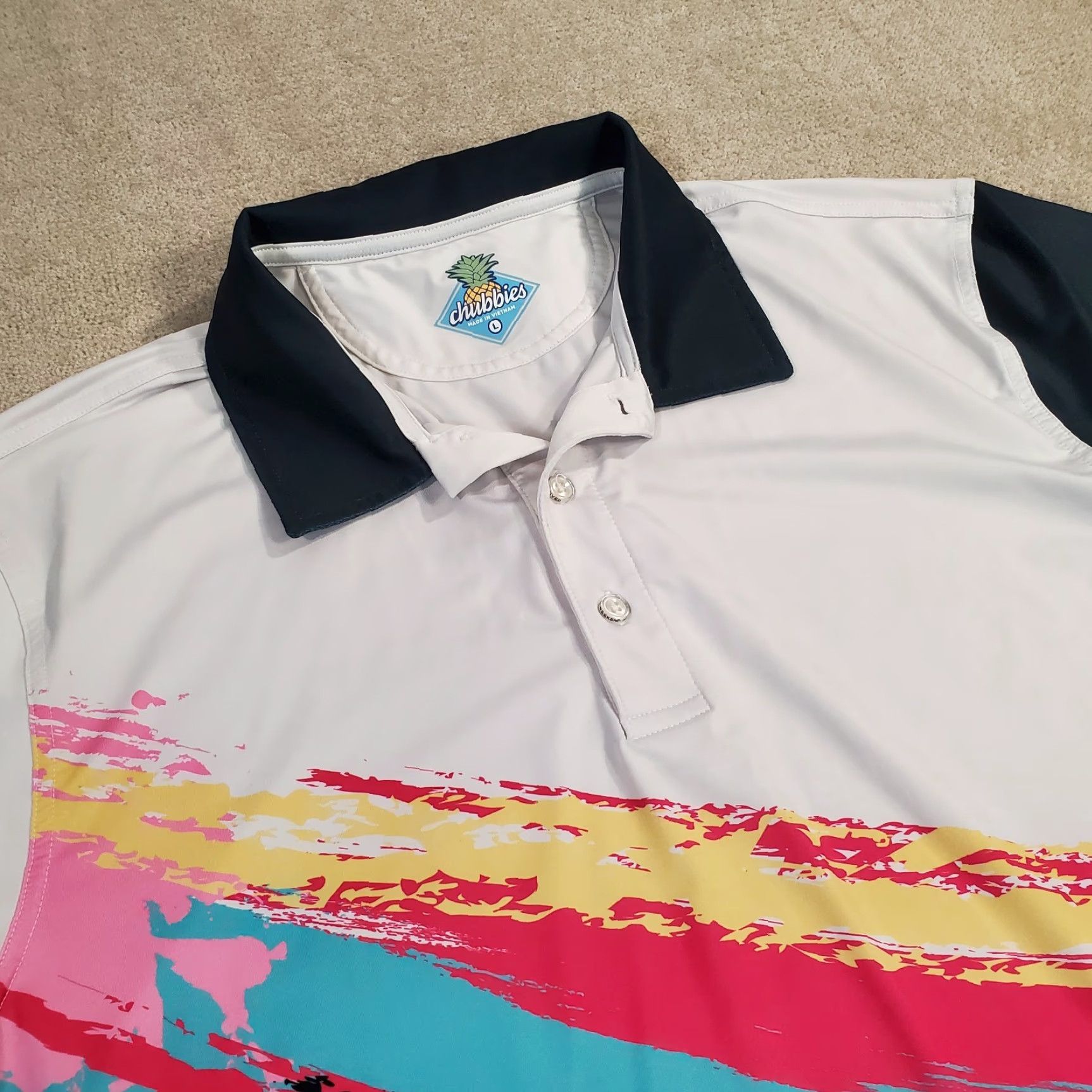Chubbies VINTAGE? No. (Skip) Chubbies Polo Shirt Mens Large Black White Short Sleeve Performance Tennis Champ Size US L / EU 52-54 / 3 - 2 Thumbnail