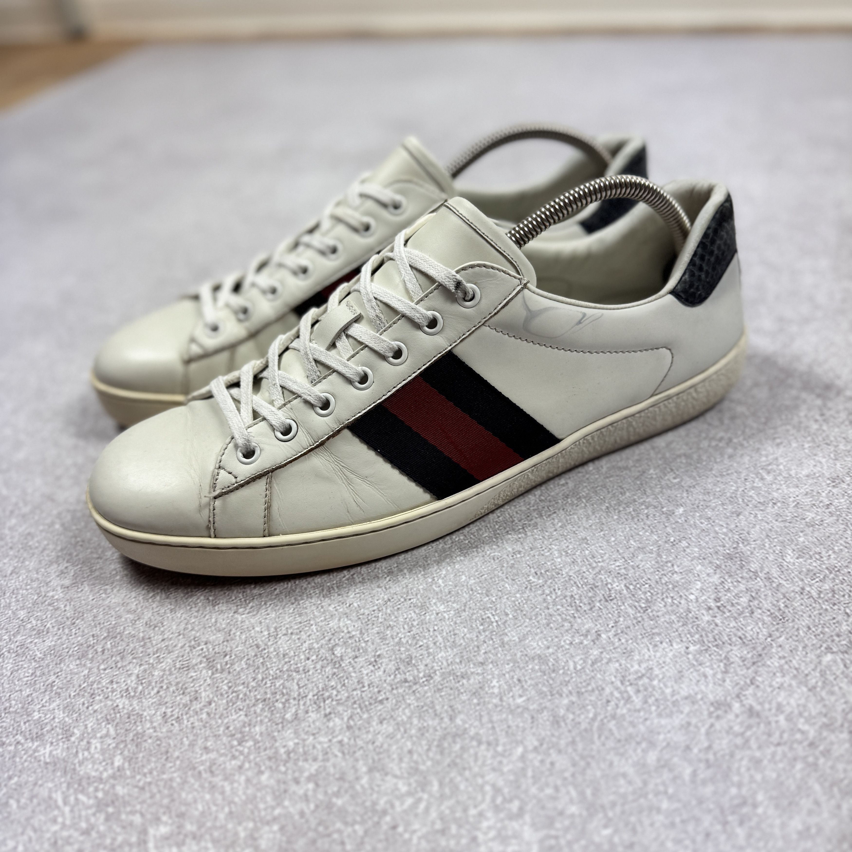 Gucci Men`s Gucci Ace Sneakers 386750 White Leather Sneakers 11 Size US 11.5 / EU 44-45 - 2 Thumbnail