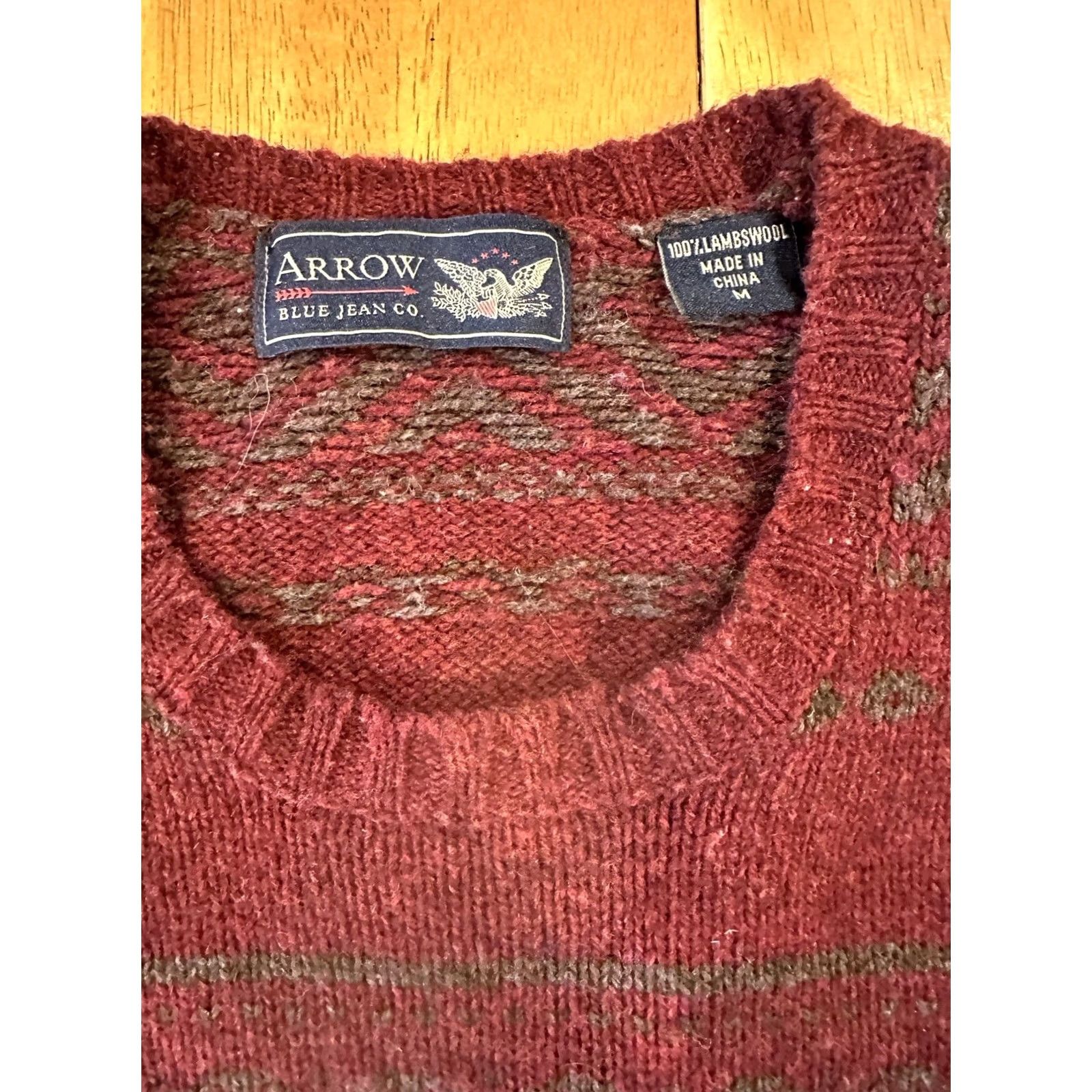 Arrow Arrow Blue Jean Co. Sweater Crewneck Wool M Red Men Medium Ski Vintage No Size US M / EU 48-50 / 2 - 3 Thumbnail