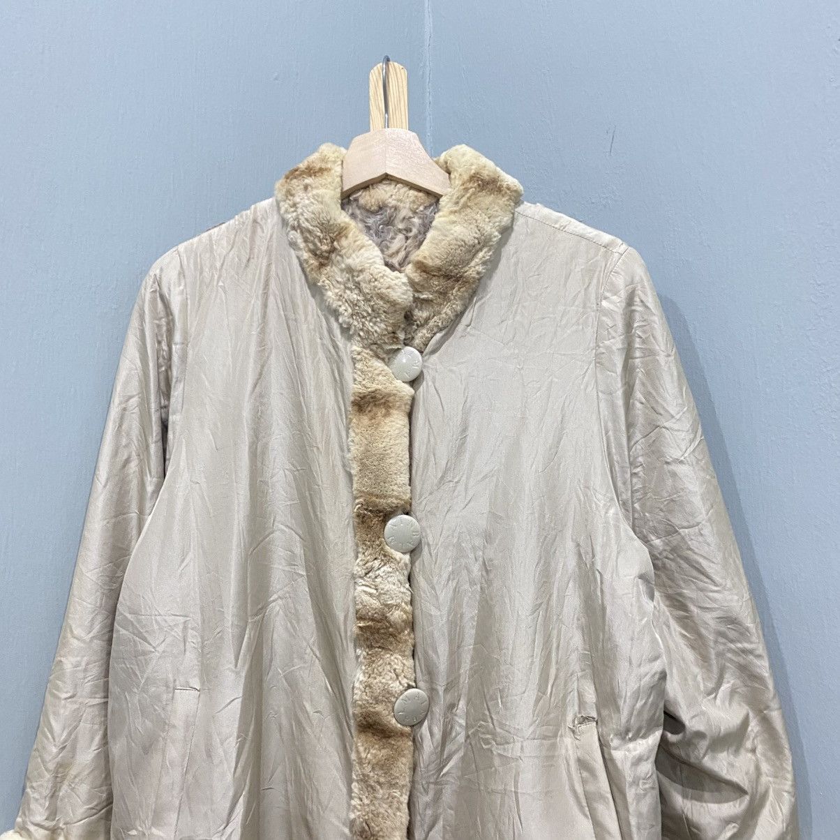 Balmain VINTAGE BALMAIN 1990s Reversible Striped Rabbit Fur Coat L Size L / US 10 / IT 46 - 6 Thumbnail