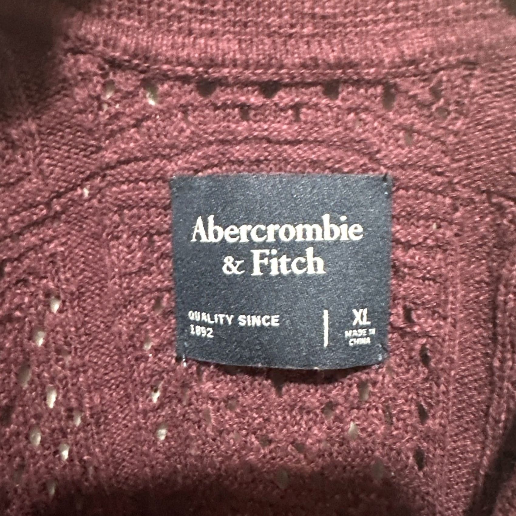 Abercrombie & Fitch Abercrombie & Fitch Men Polo Short Sleeve XL Crochet Knit Button-Down Shirt Size US XL / EU 56 / 4 - 3 Thumbnail