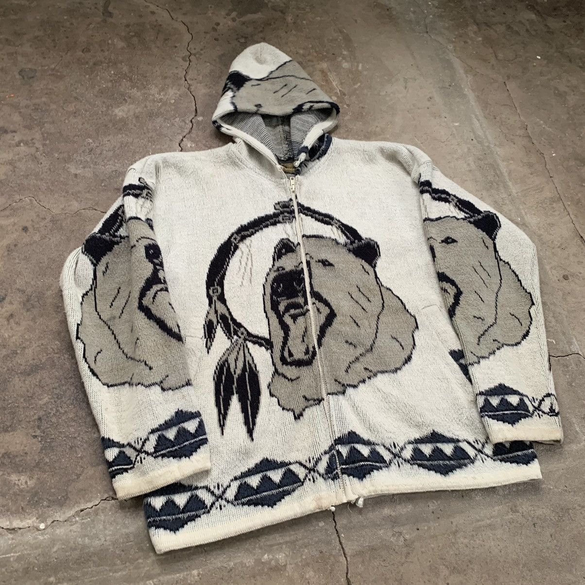 Vintage Vintage hand knit northern Fleece bear made in canada zipper Size US XL / EU 56 / 4 - 5 Thumbnail