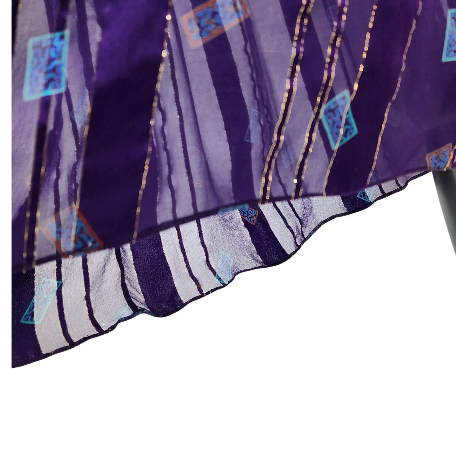 Designer Zandra Rhodes for Jack MulQueen. Vintage, 100% Silk Dress. 6 Size M / US 6-8 / IT 42-44 - 5 Thumbnail