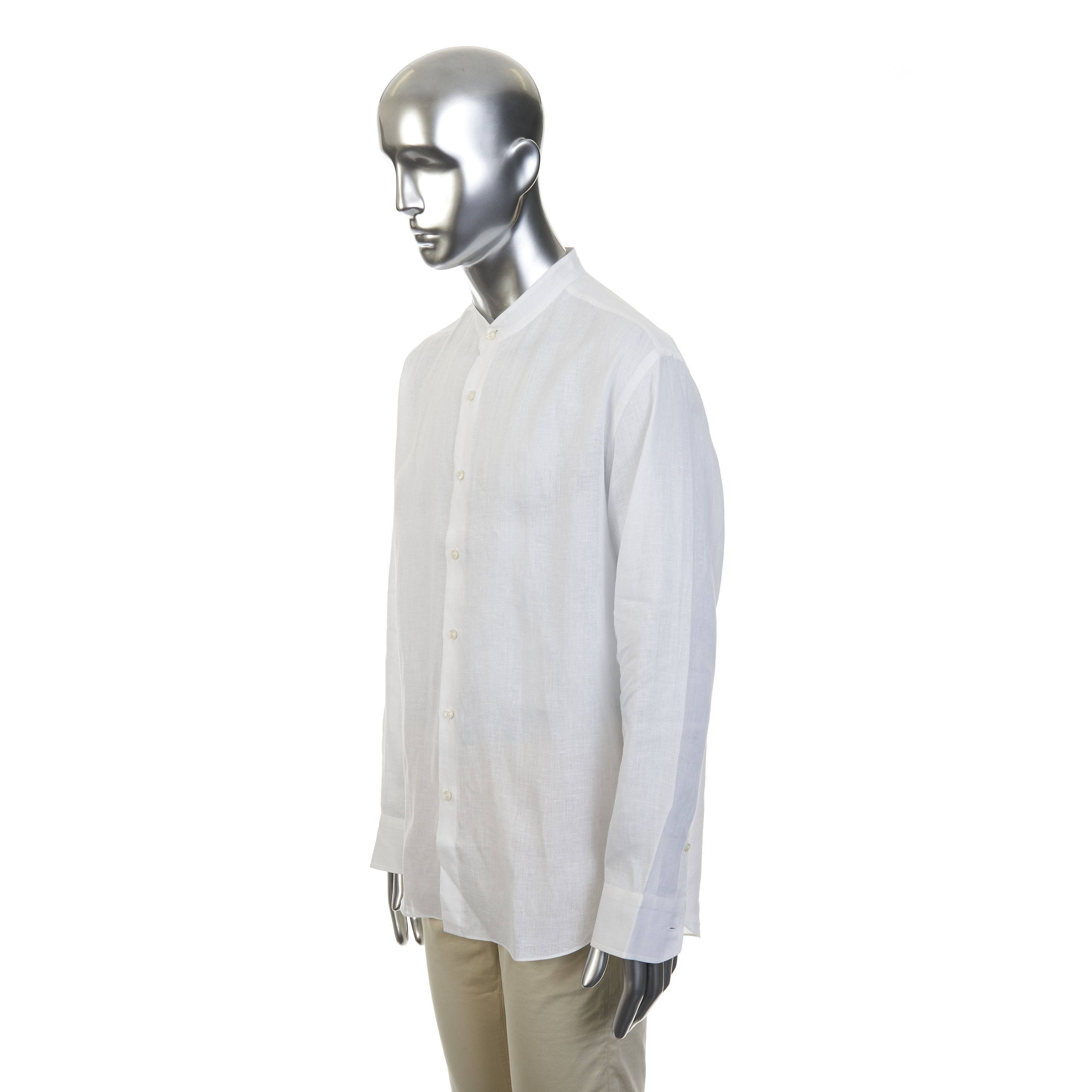 Brioni White Linen Shirt Size US XL / EU 56 / 4 - 3 Thumbnail