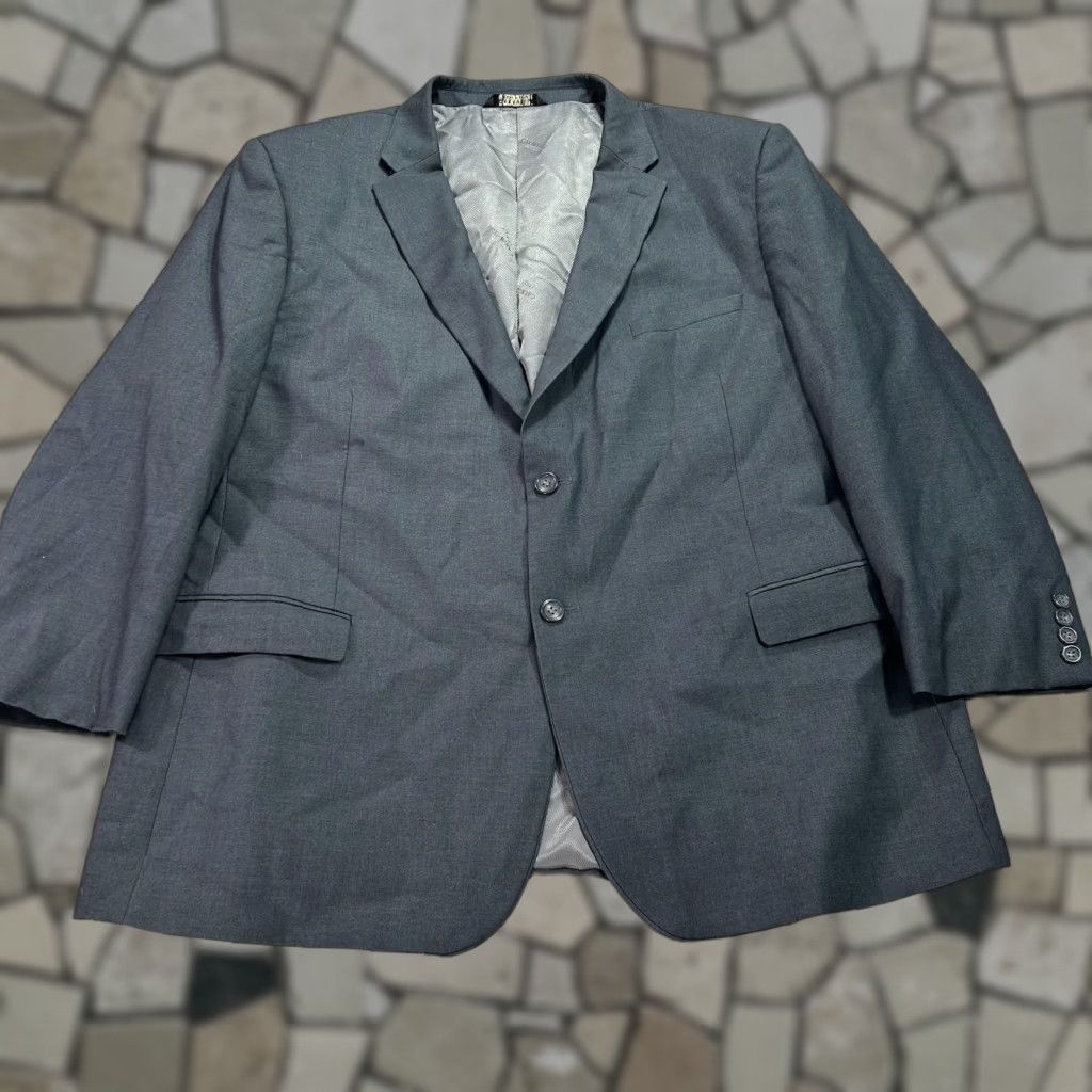 Vintage Caravelli Suit Mens 50R Jacket 42x26 Pants Gray Solid 2 Piece Dress Business Size 50R - 1 Thumbnail