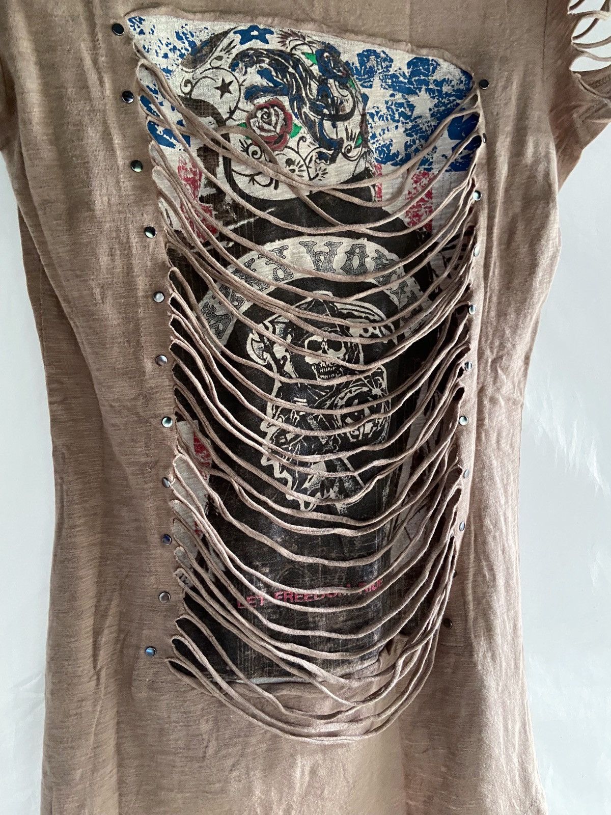 SEXY PUNK WOMAN DEVIL SKULL LET FREEDOM RIDE TEE