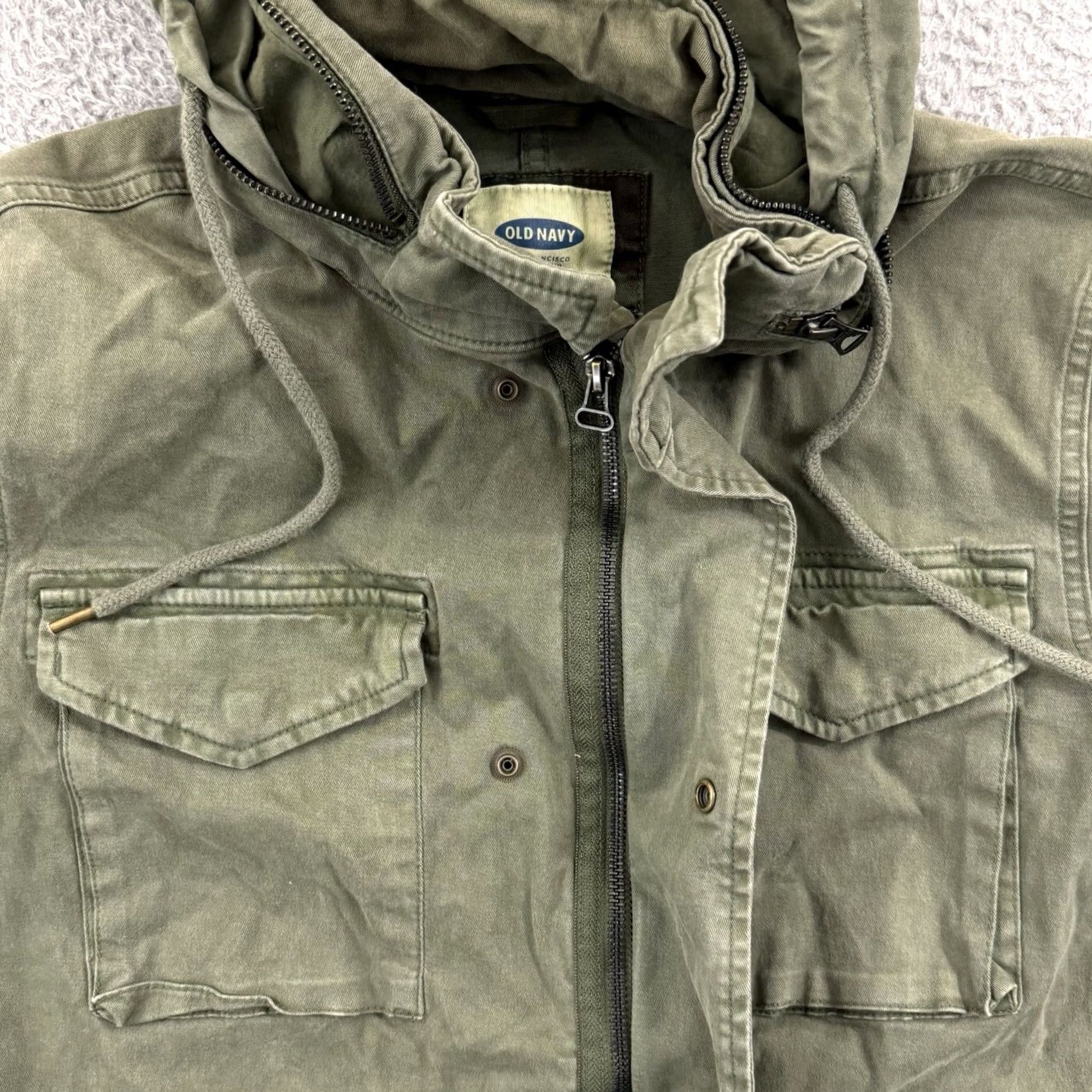 Old Navy VINTAGE Old Navy Jacket Womens Medium Green Zip Snap Hooded Military Y2K Size M / US 6-8 / IT 42-44 - 6 Thumbnail