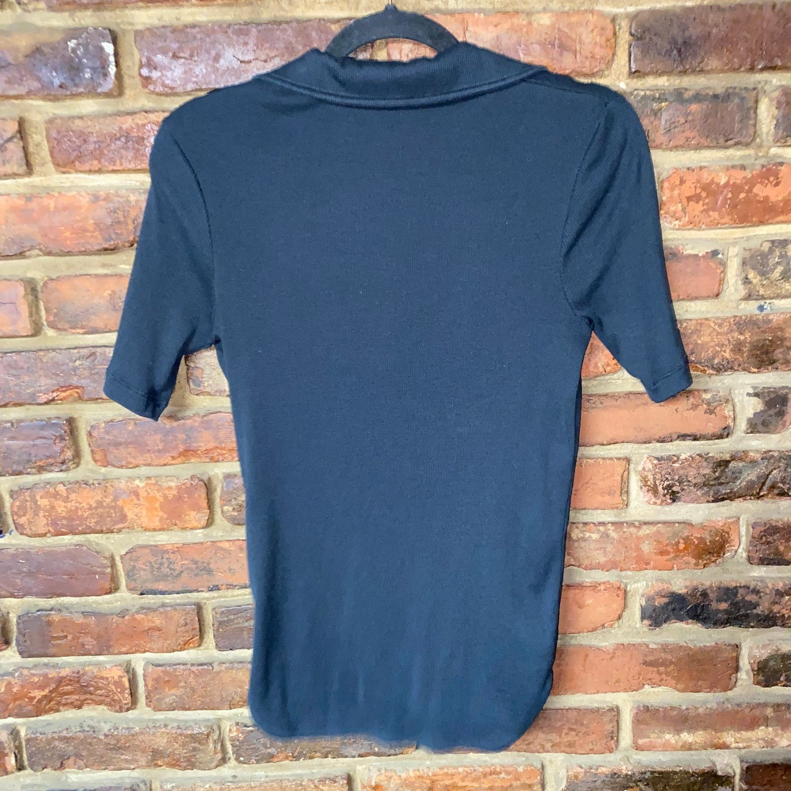 Helmut Lang Helmut Lang Black Ribbed Knit Short Sleeve Polo Top Small Size S / US 4 / IT 40 - 7 Thumbnail