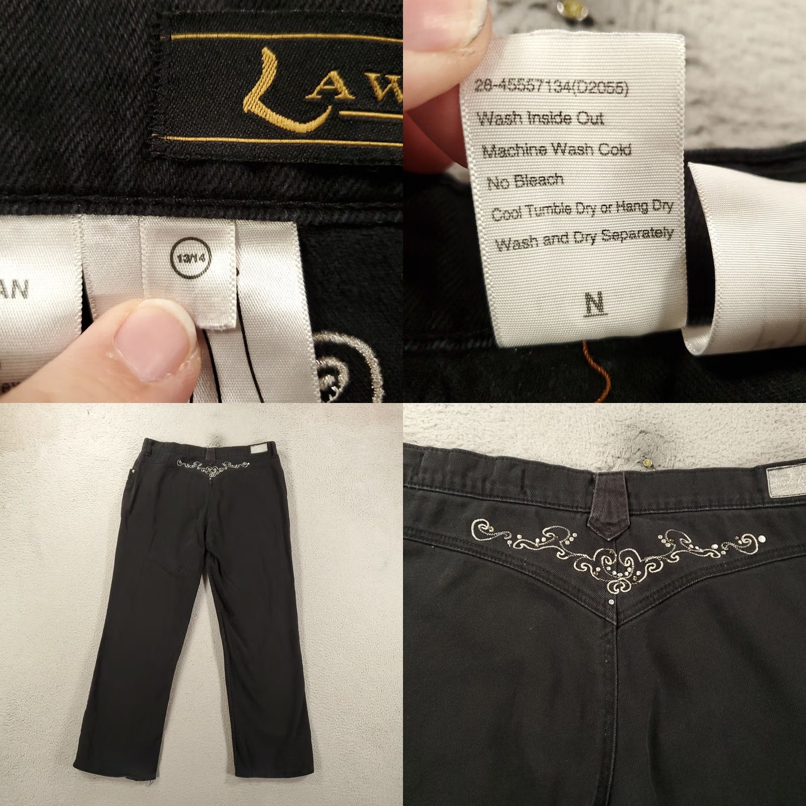 Vintage VINTAGE Lawman Jeans Womens 14 Denim 31in Inseam 5-Pocket Embroidered Studded Black Cotton 90s Western Cowboy Style Straight Travel Womens Size 36" / US 14 / IT 50 - 8 Thumbnail