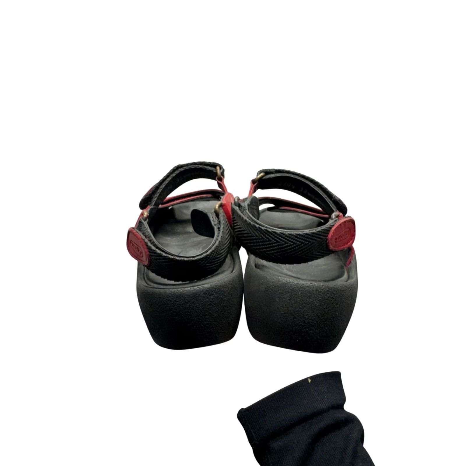 Vintage Wolky Sandal Women Platform Red & Black Leather Adjustable Strap Size 38 9006 Size US 8 / IT 38 - 2 Thumbnail