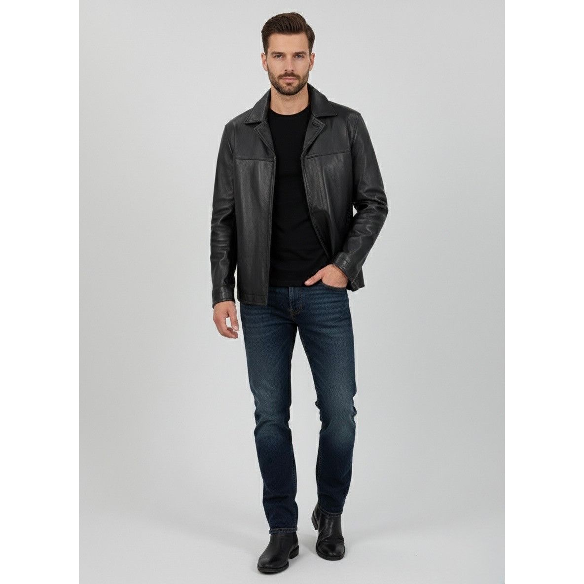 Perry Ellis VTG Perry Ellis Portfolio Mens Black Lambskin Leather Jacket Size US S / EU 44-46 / 1 - 22 Thumbnail