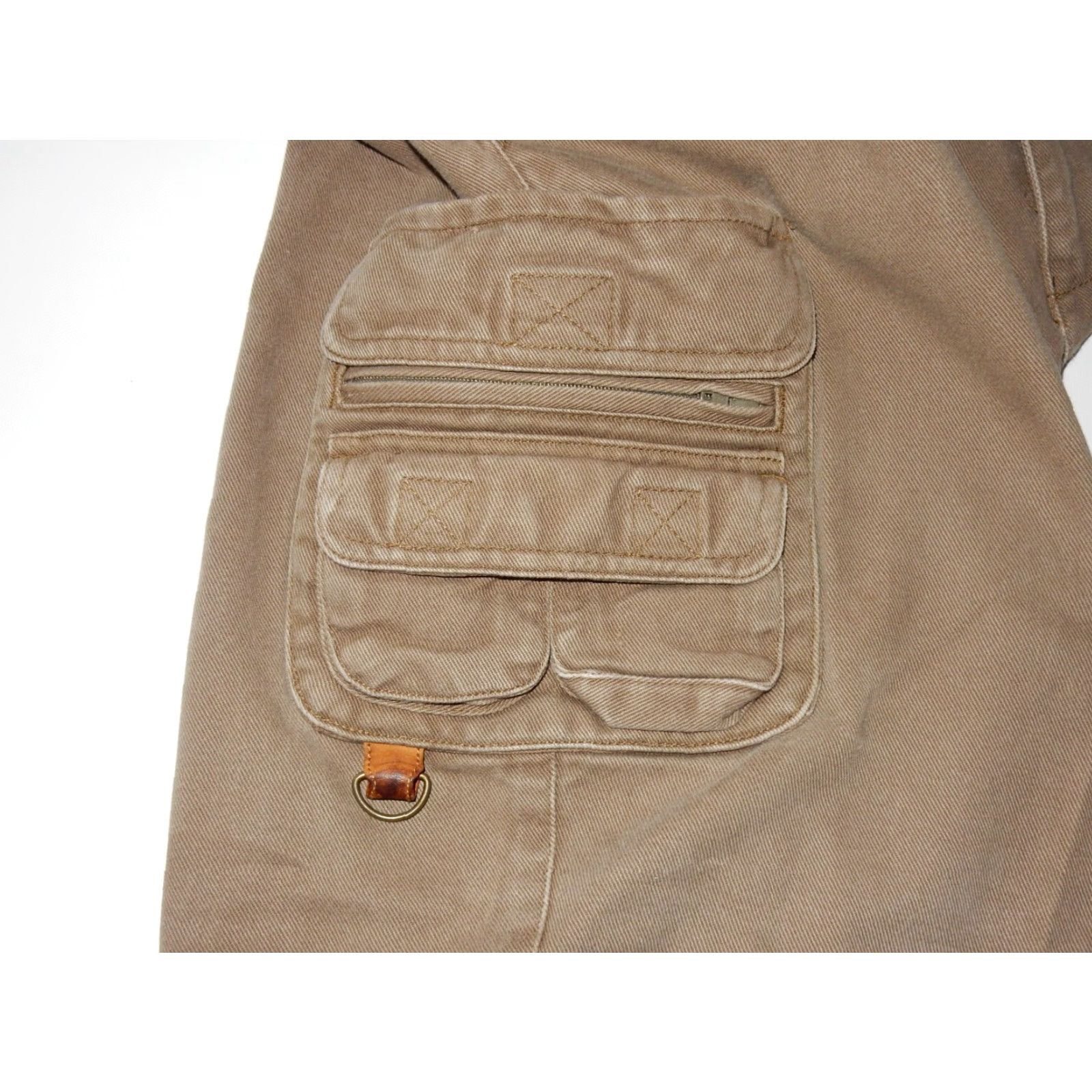 Orvis VINTAGE Orvis Men's Cargo Pants Chino Green Size 36x25 Leather Trim Size US 36 / EU 52 - 4 Thumbnail
